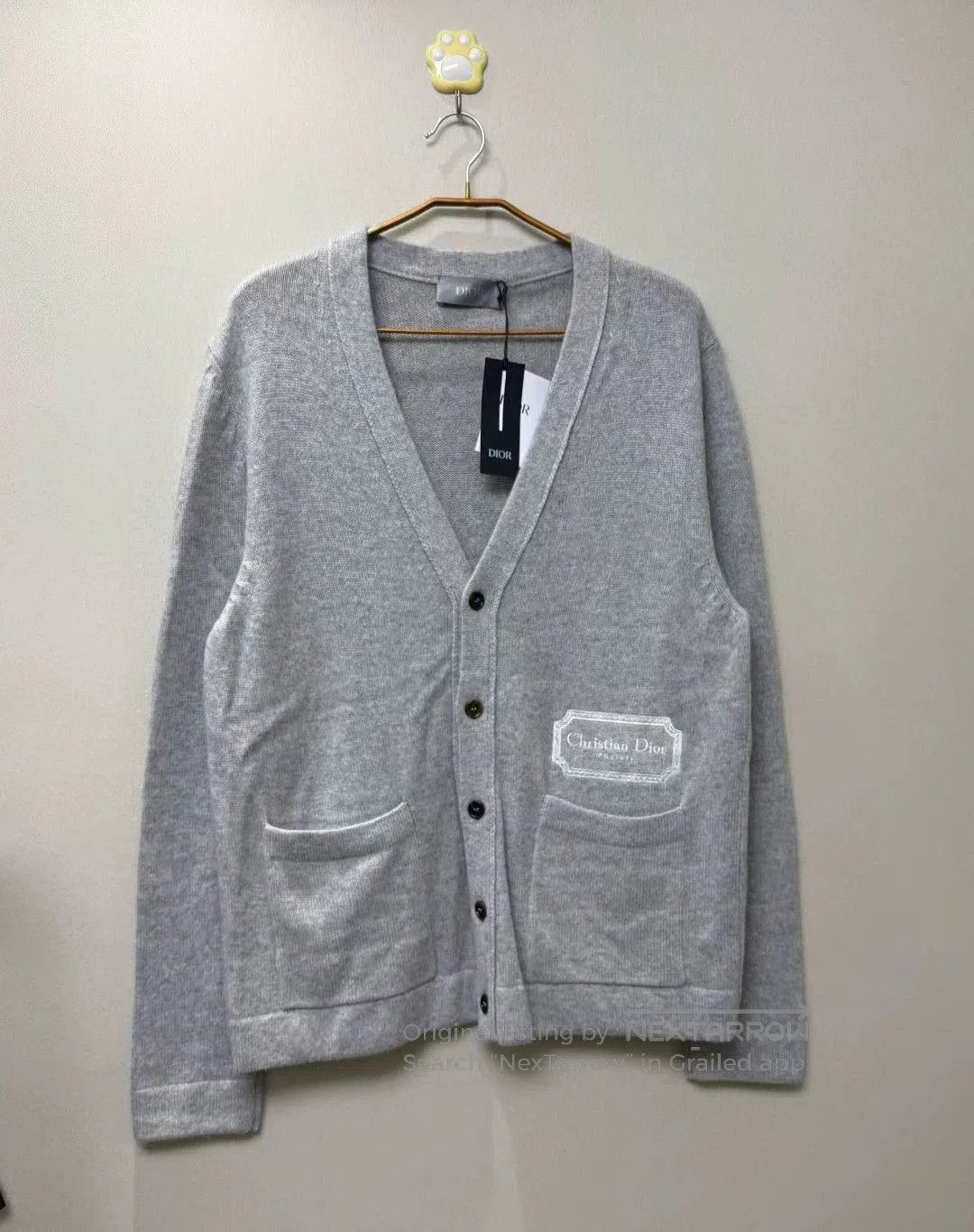 Dior gray embroidered cardigan from dior. Size US XL / EU 56 / 4 - 1 Thumbnail