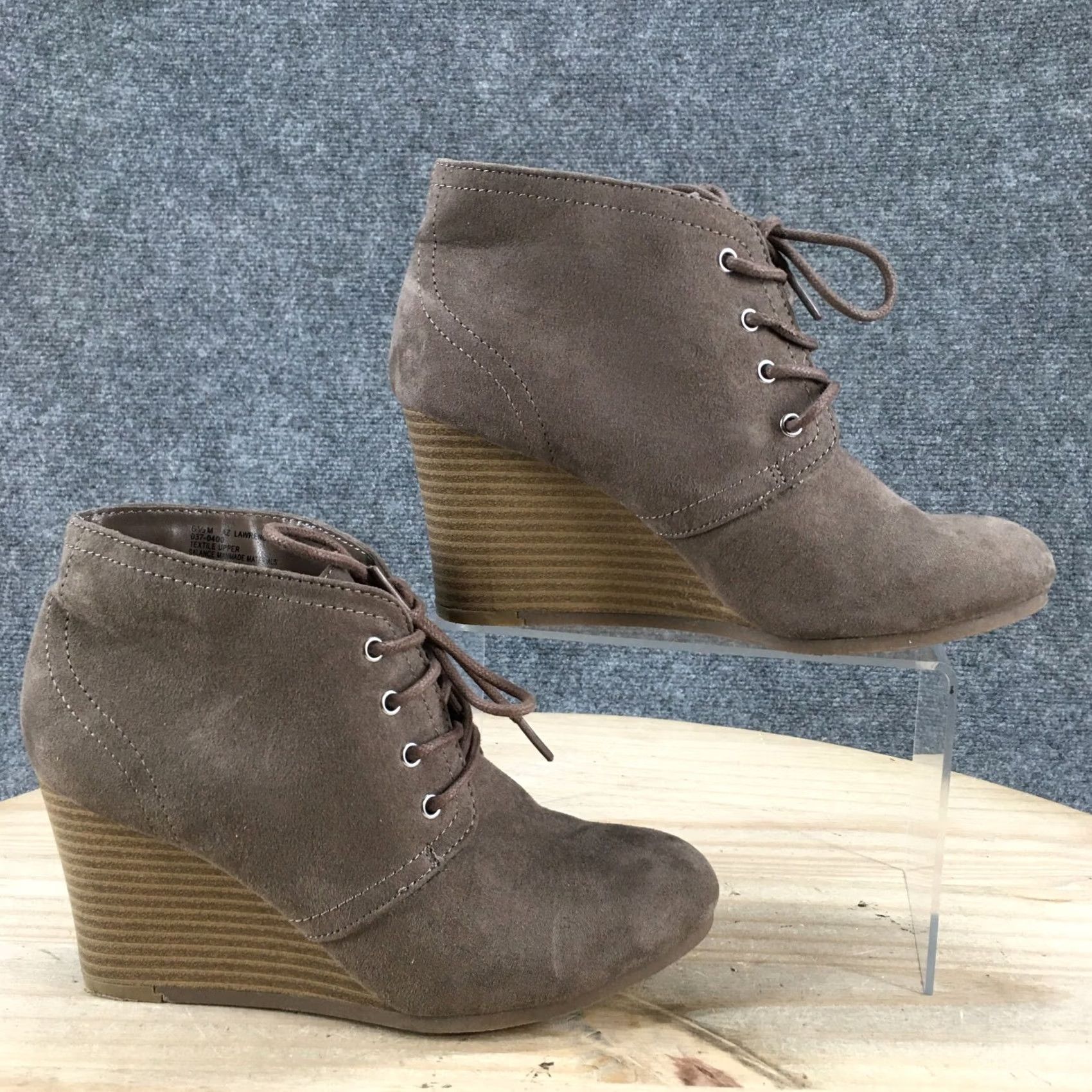 Vintage Arizona Boots Womens 6.5 M Larence Chukka Brown Faux Suede Wedge Lace Up Shoes Size US 7 / IT 37 - 2 Thumbnail