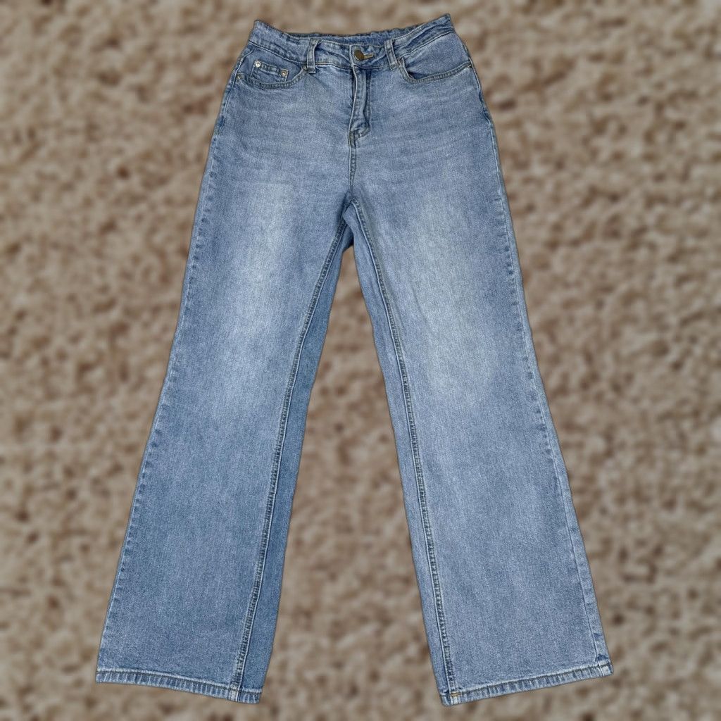 Vintage Jeans 2 Blue Light Wash High Rise Straight Wide Leg Denim Stretch 24x29 90s Womens Size 26" / US 2 / IT 38 - 1 Thumbnail