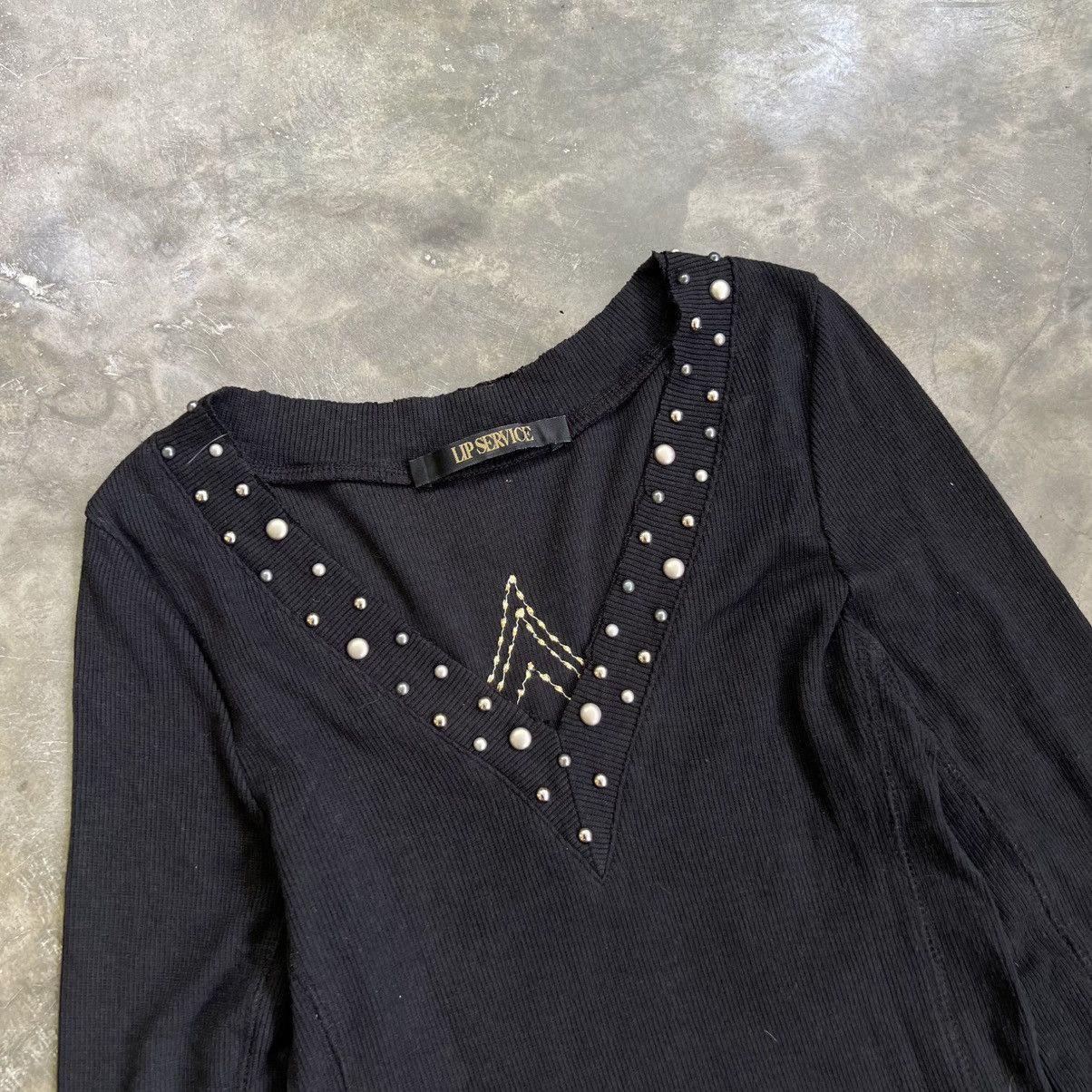 Lip Service 2000’s Lip Service Ribbed Studed Long Sleeve Shirt Size S / US 4 / IT 40 - 3 Thumbnail
