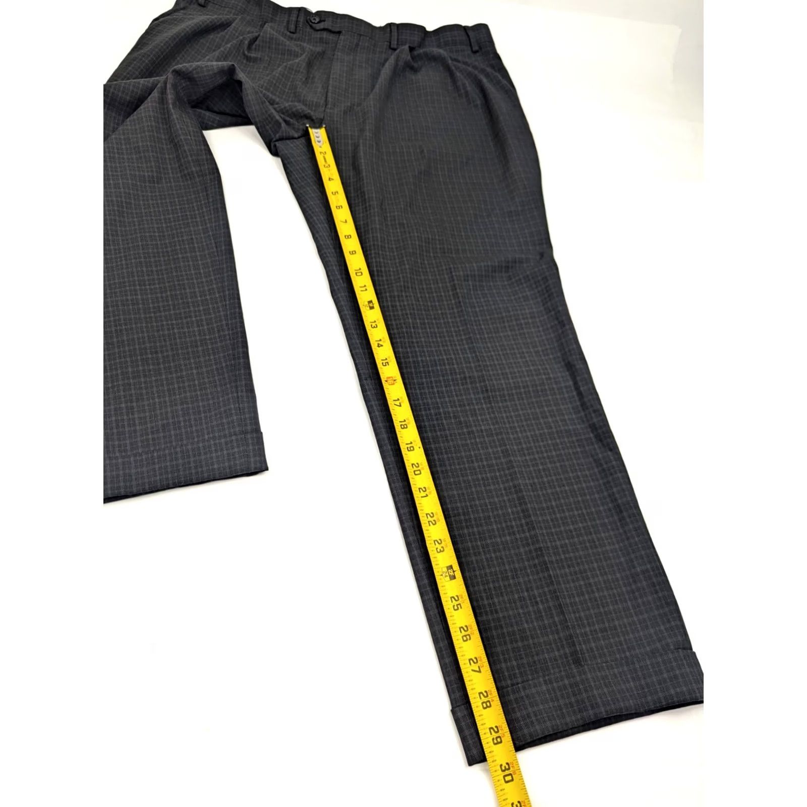 Ralph Lauren Ralph Lauren Blue Label Straight Pant Men 42x30 Gray Plaid Dress Pants Reg 42in Waist X 29.5in Inseam Wide USP Logo Zipper Button Hook & Eye Size US 42 / EU 58 - 3 Thumbnail