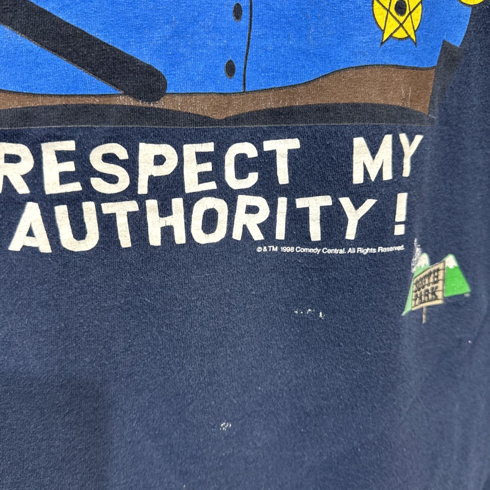 Tultex VINTAGE 90s South Park Cartman T-Shirt Tultex Men's XL Blue Graphic Print "Respect My Authority" Size US XL / EU 56 / 4 - 6 Thumbnail