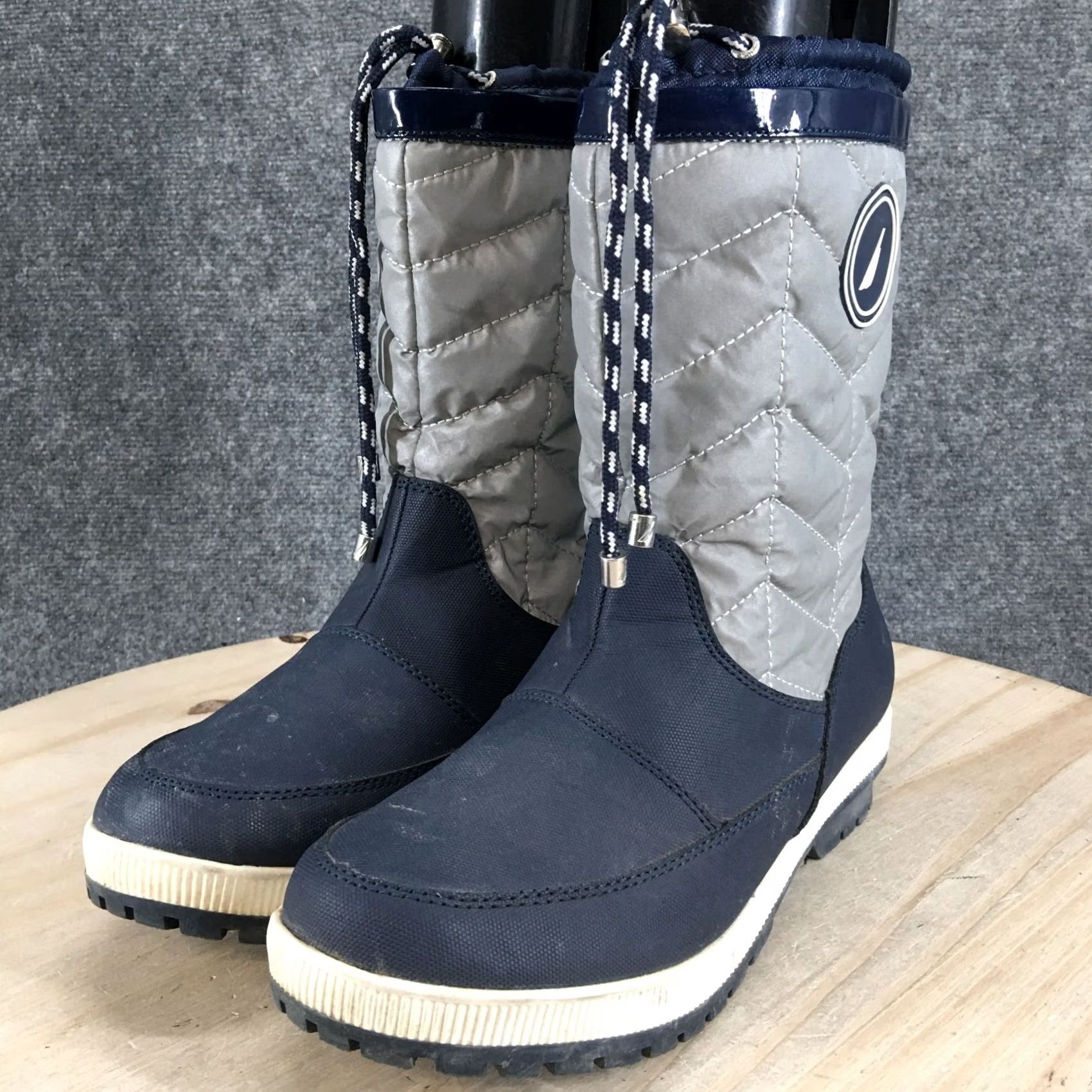 Nautica Nautica Becher Womens 9 Quilted Mid Winter Snow Boot Blue Faux Leather Boots Size US 9 / IT 39 - 7 Thumbnail