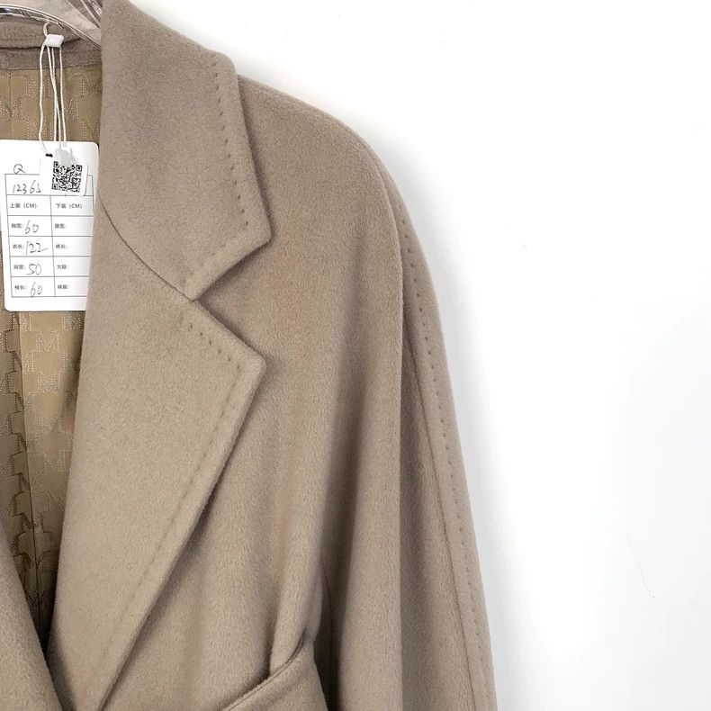 Max Mara Max Mara 101801 Sand Wool Lapel Double Breasted Belted Coa Size M / US 6-8 / IT 42-44 - 3 Thumbnail