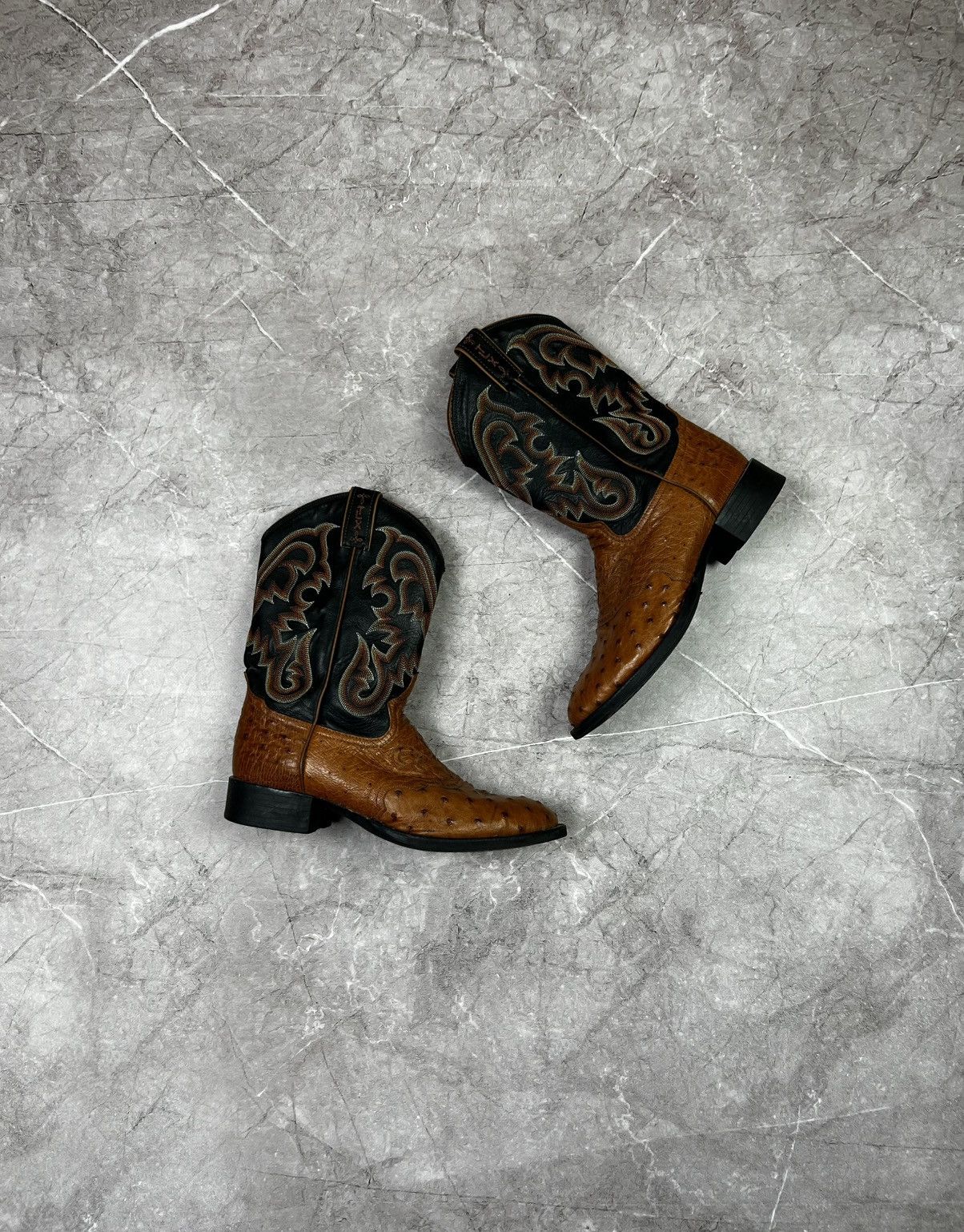 Tony Lama Tony Lama Black brown Ostrich Western Cowboy Boots Size US 9 / EU 42 - 4 Thumbnail