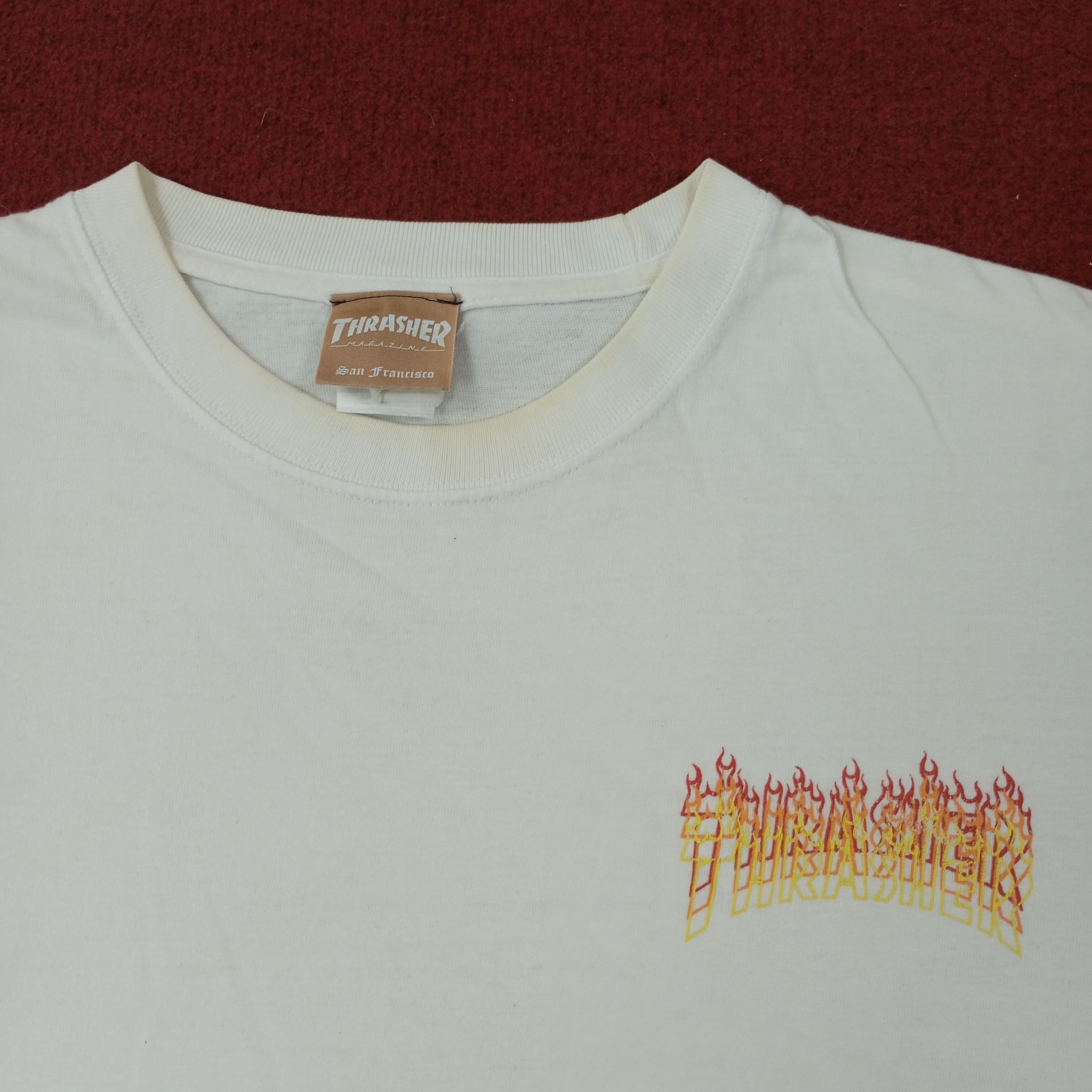 Thrasher × Vintage Thrasher Flames Design Skateboard Style Tshirt C219N37 Size US L / EU 52-54 / 3 - 2 Thumbnail