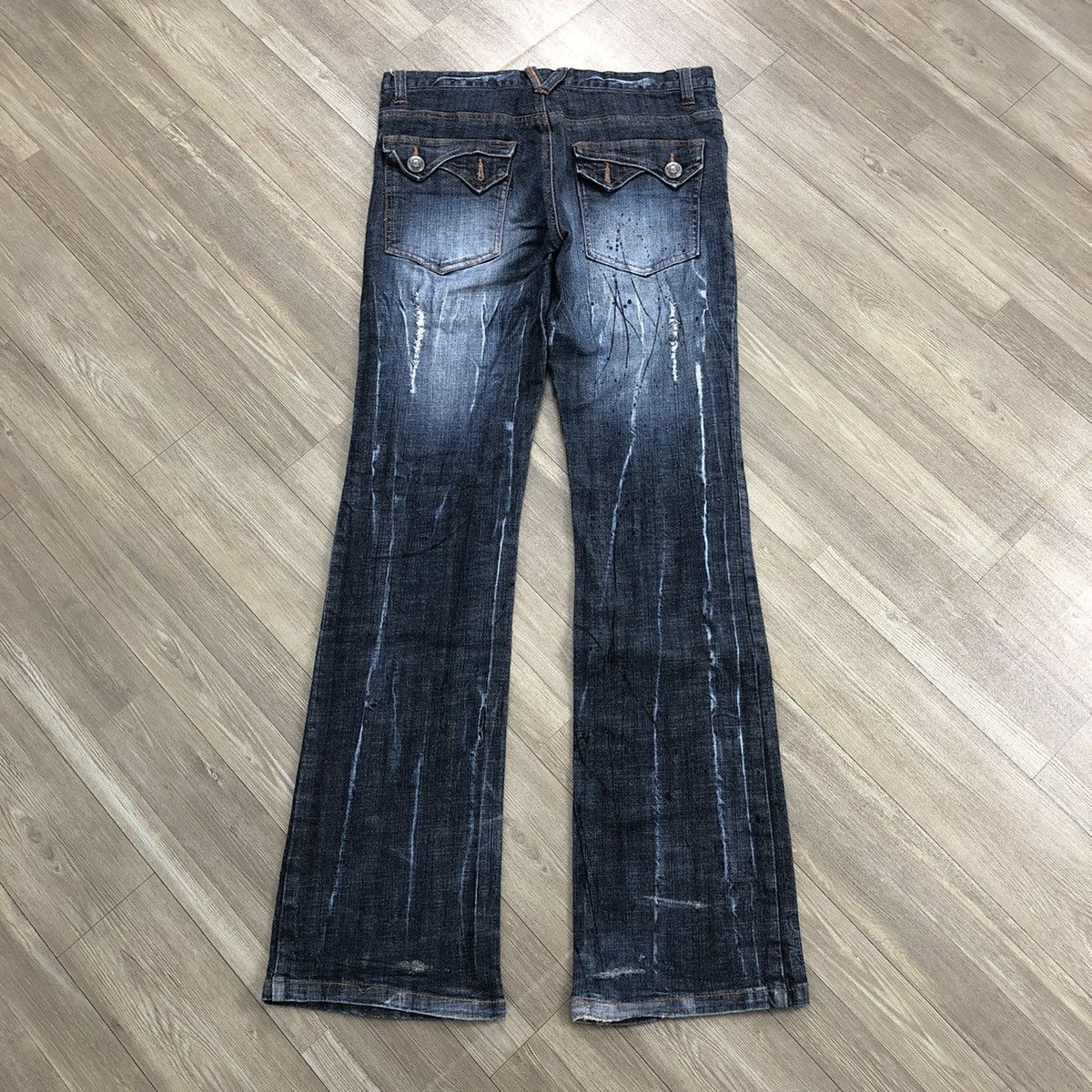 Japanese Brand 2000s Antfui Distressed Painted Lgb Goa Bootcut Flared Jeans Size US 28 / EU 44 - 20 Thumbnail