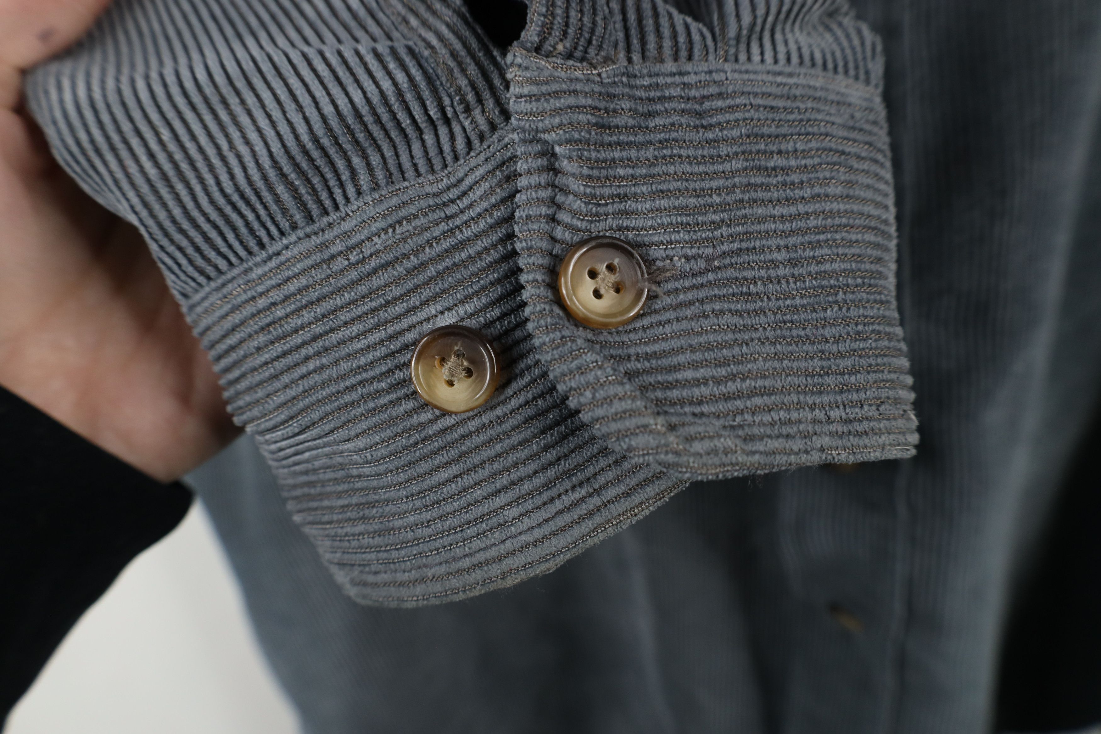 Vintage Vintage 90s Streetwear Corduroy Collared Button Shirt Gray Size US XXL / EU 58 / 5 - 5 Thumbnail