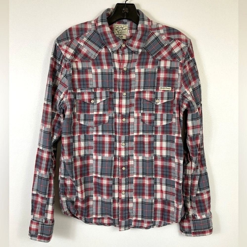 Lucky Brand Lucky Brand Red/Grey Plaid Pearl Western Cowboy Shirt Size US S / EU 44-46 / 1 - 1 Thumbnail