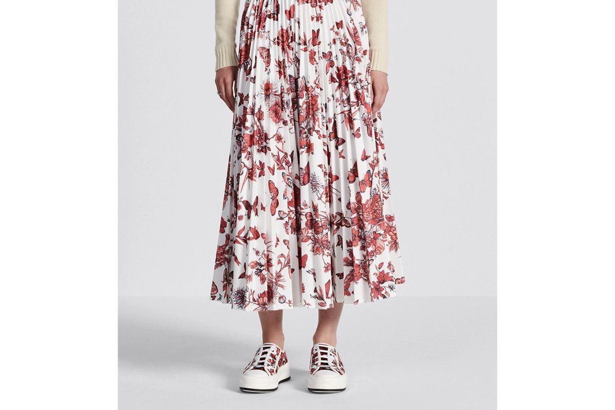 Dior o1bcso1str0225 Mid-Length Pleated Skirt in White/Red Size 26" / US 2 / IT 38 - 7 Thumbnail