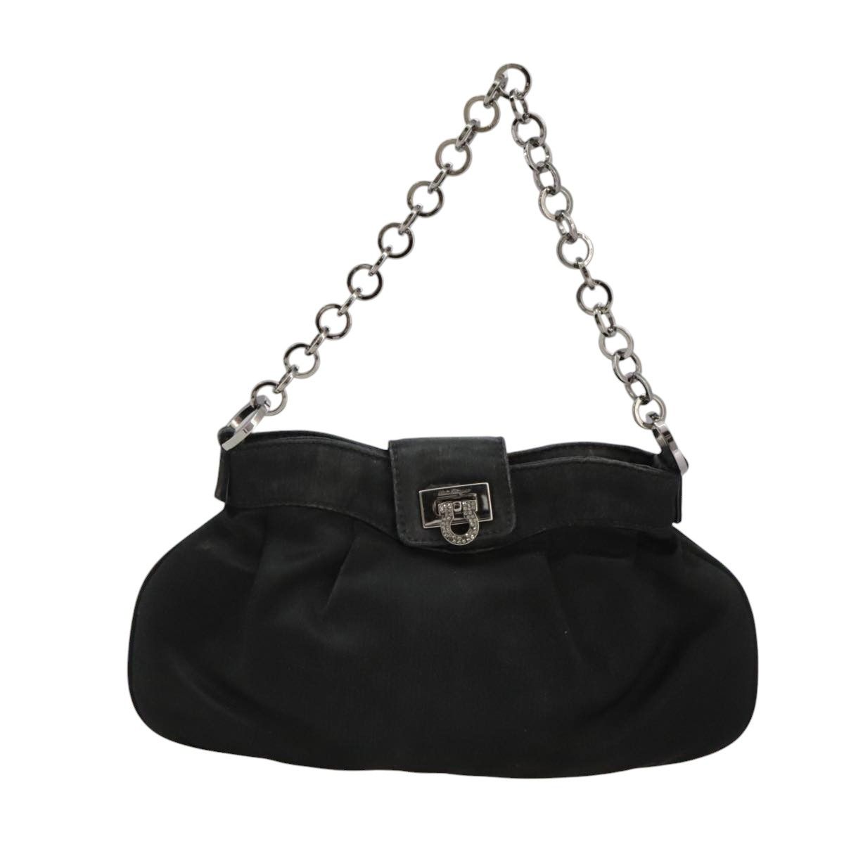 Salvatore Ferragamo Gancini Black Silk Clutch Bag (Pre-Owned) Size ONE SIZE - 1 Thumbnail