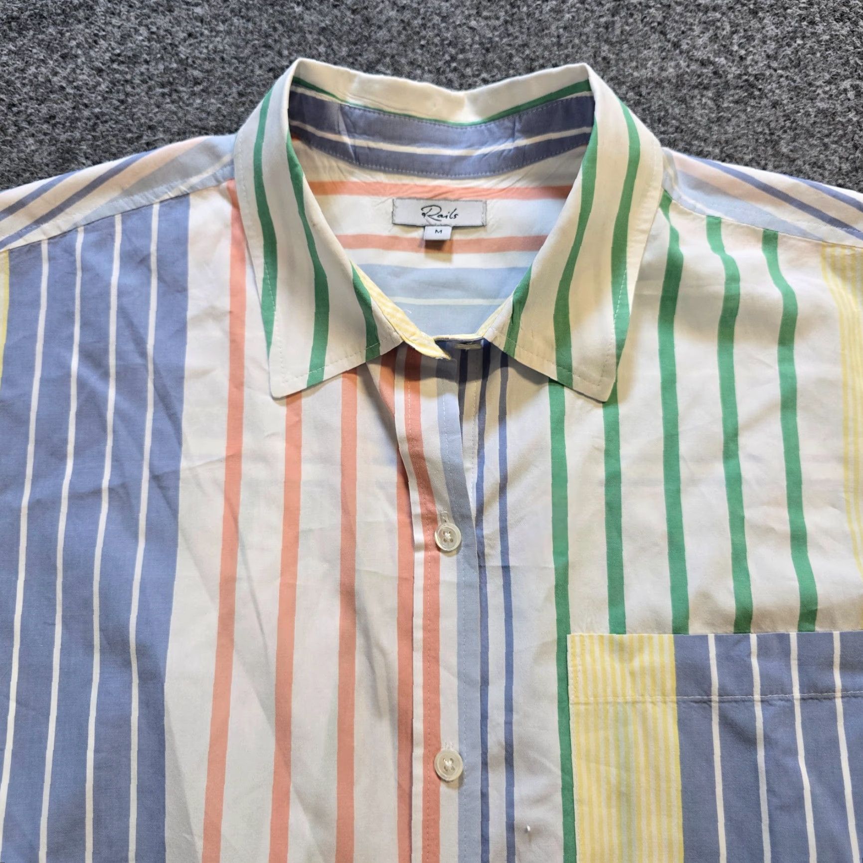 Rails Rails Shirt Mens Size Medium White Blue Striped Colorblock Preppy Button Casual Shirt Size US M / EU 48-50 / 2 - 2 Thumbnail