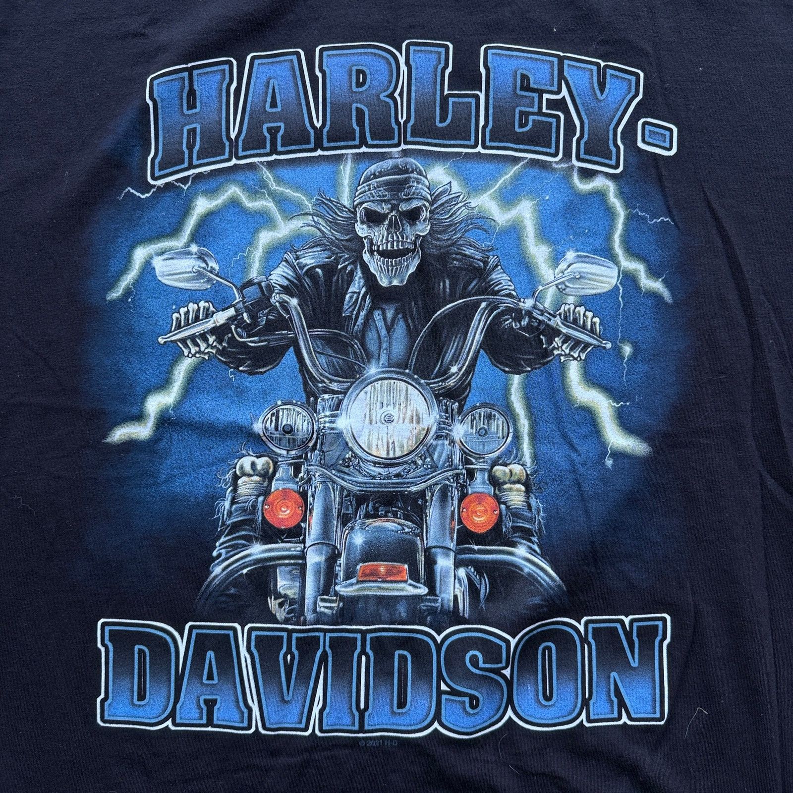 Harley Davidson Vintage Harley-Davidson Skeleton Lightning Biker Tee Black Size US XL / EU 56 / 4 - 2 Thumbnail