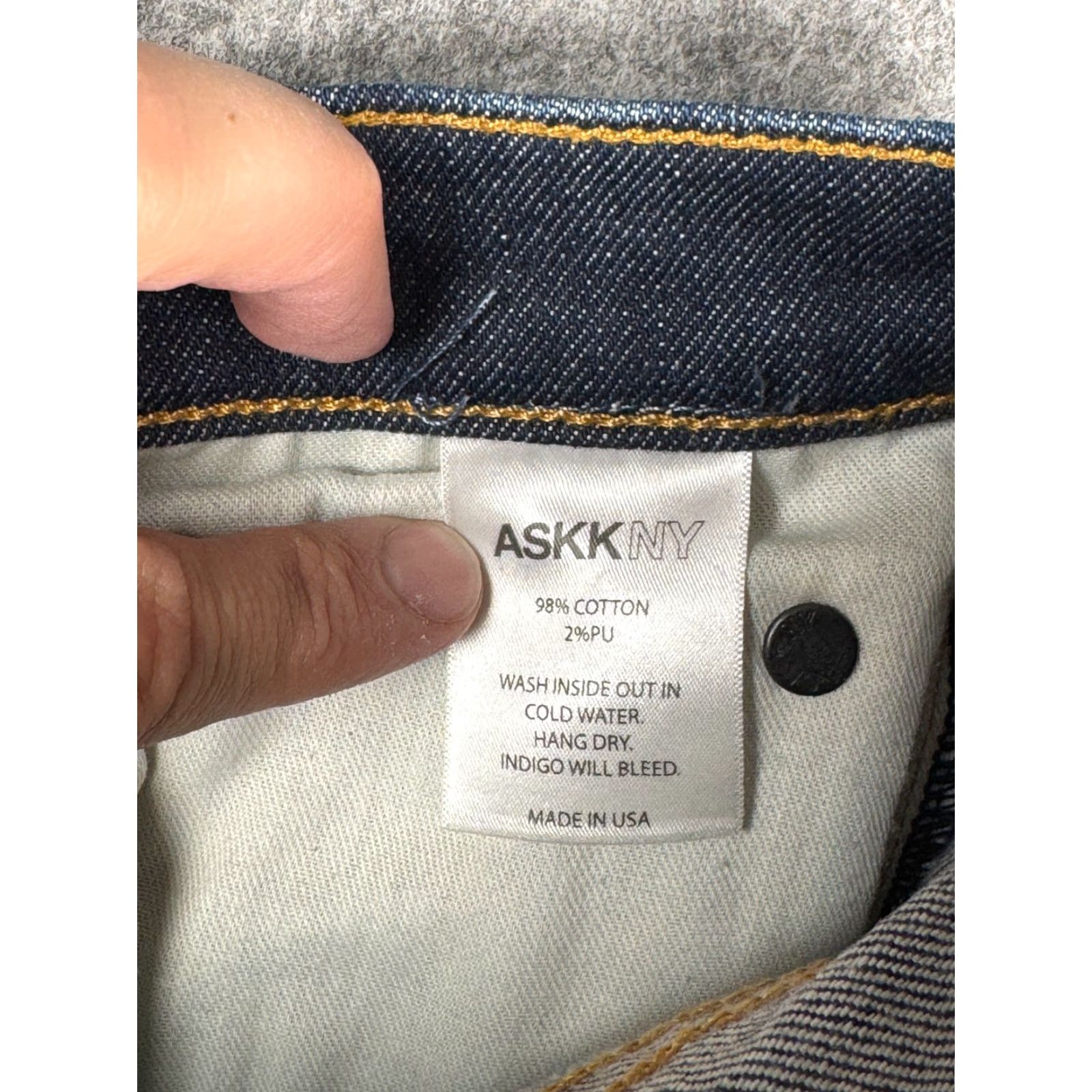 Vintage ASKK NY Jeans Women's 30 x 28 Denim Blue High-Rise Stretch Wide-Leg Regular 5-Pocket City Classic Minimal Designer Made USA Jeans Size 30" / US 8 / IT 44 - 5 Thumbnail