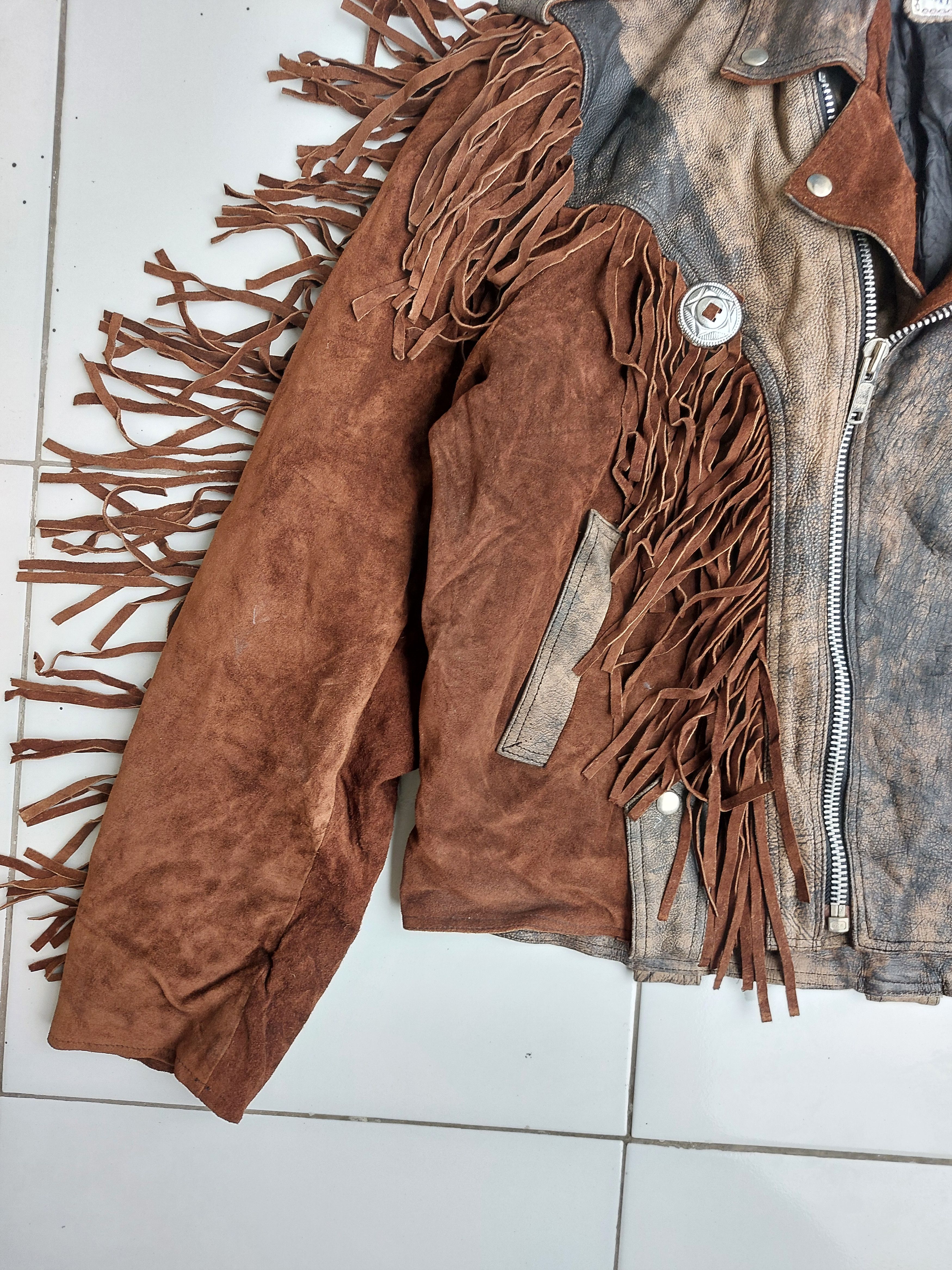 Vintage Akaso Vintage Fringed Leather Jacket Double Breasted Size US XL / EU 56 / 4 - 10 Thumbnail