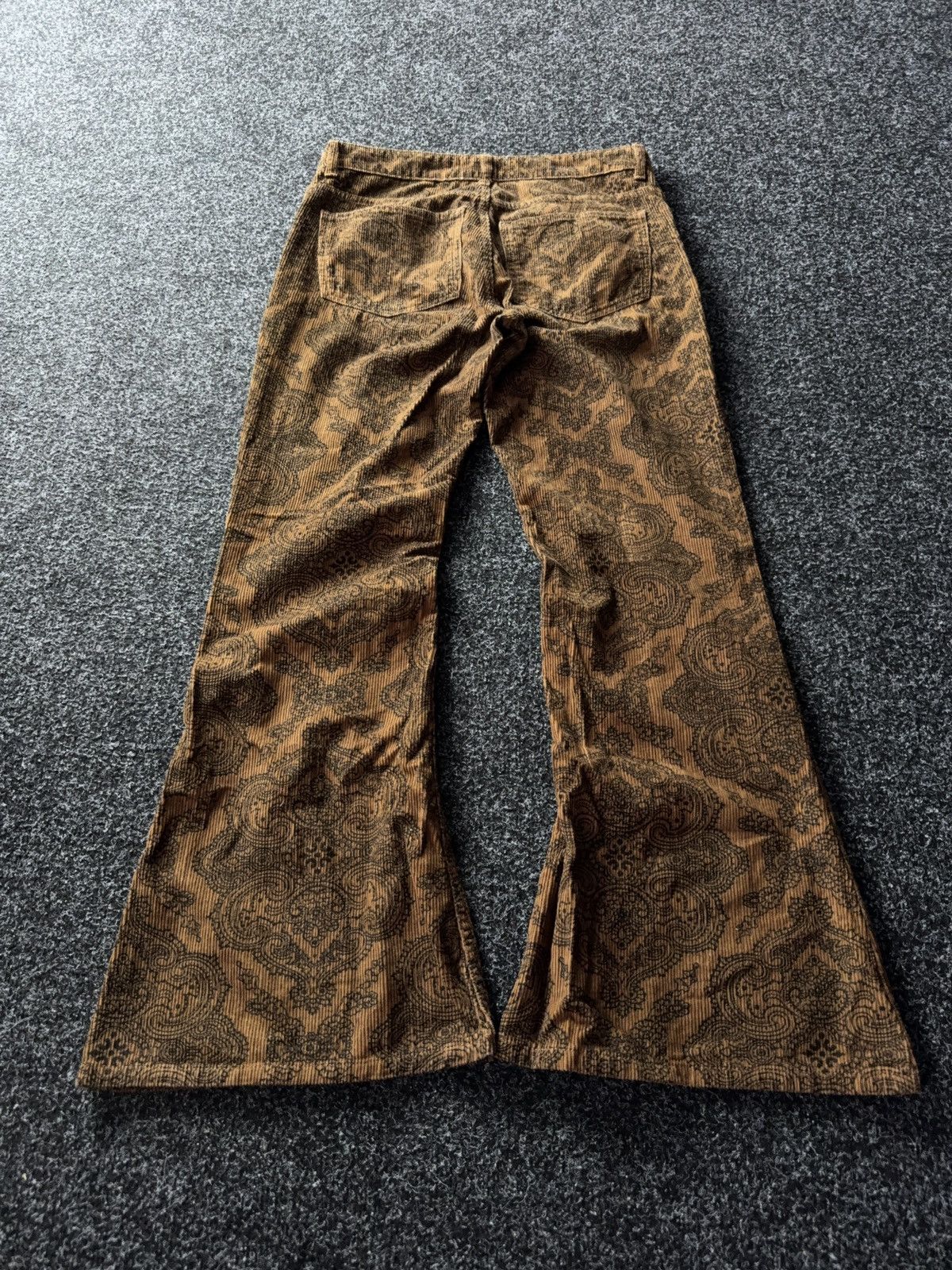 Japanese Brand Paisley Corduroy Flare Pants Y2K Japan Style Hysteric Mood Size 31" - 8 Thumbnail