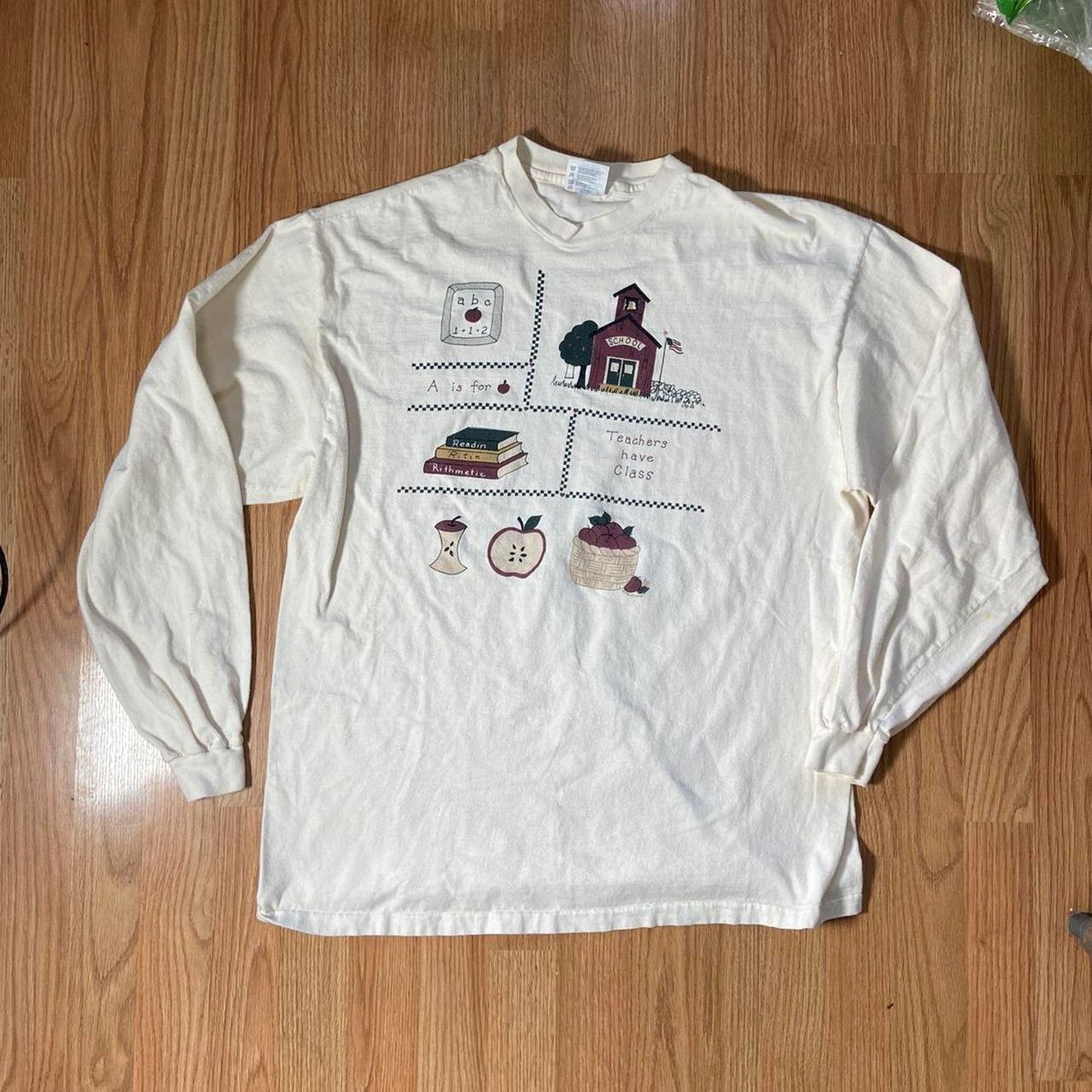 Hanes 90s tan teacher long sleeve Size US XL / EU 56 / 4 - 6 Thumbnail