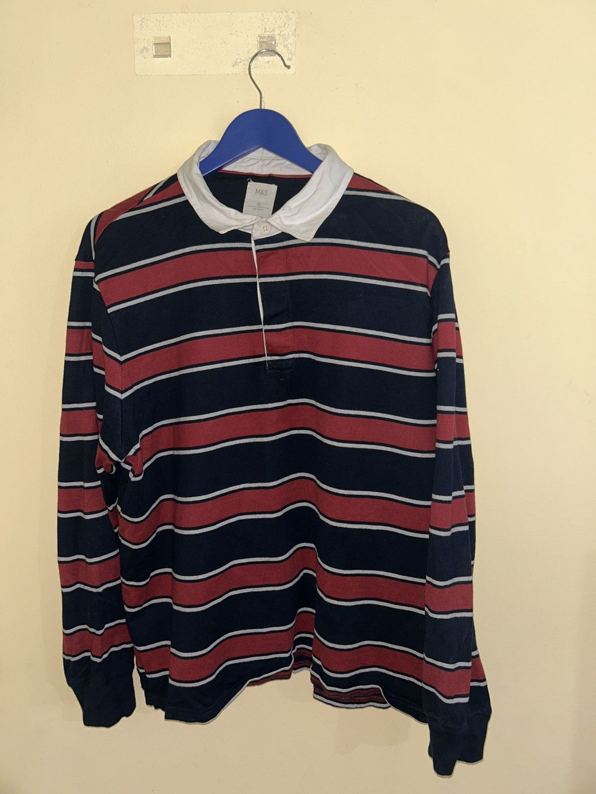 Marks & Spencer 1980s M&S Men's Rugby Shirt Size XL / US 12-14 / IT 48-50 - 1 Thumbnail