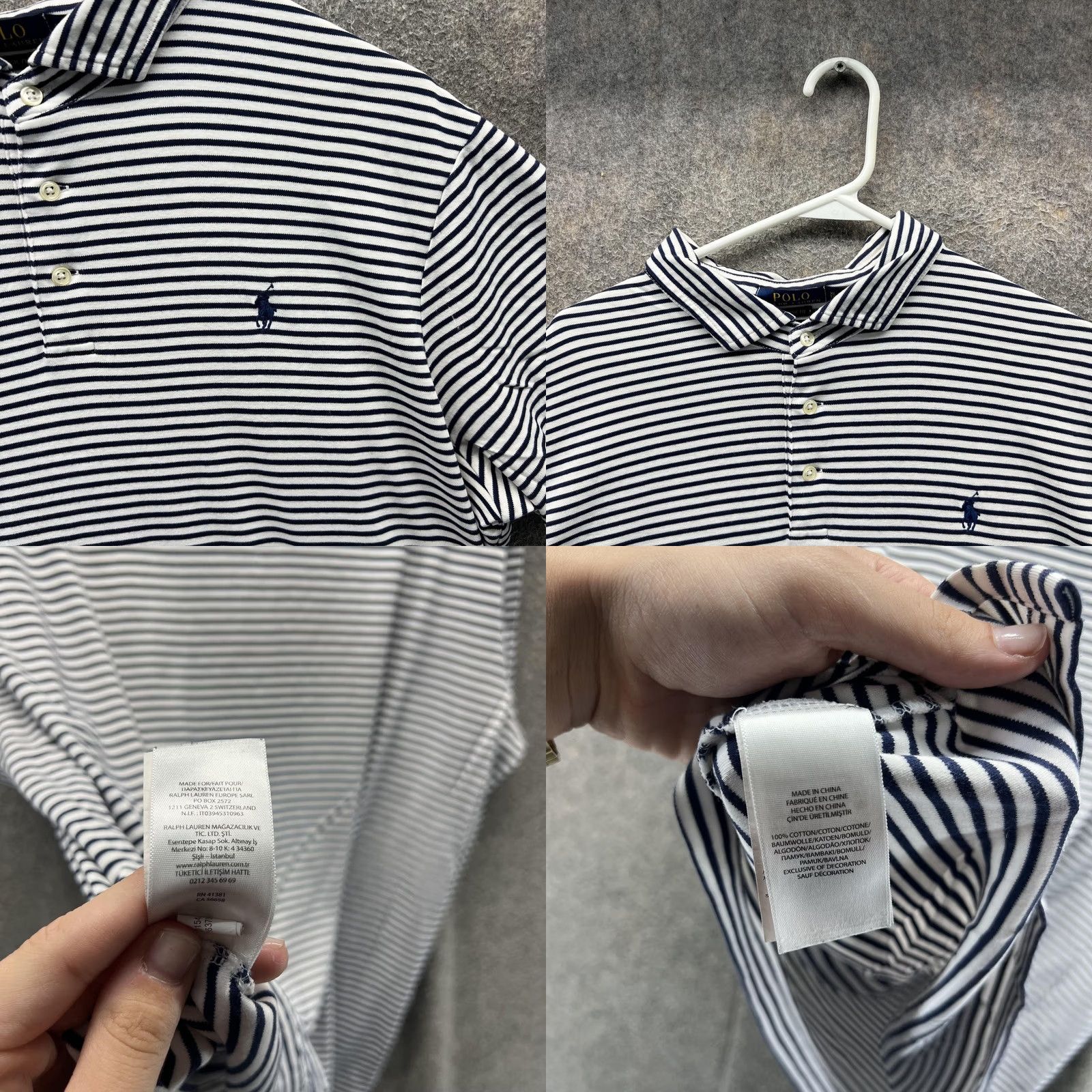 Polo Ralph Lauren Polo Ralph Lauren Polo Shirt Mens XL Navy White Stripe Classic Fit Cotton Logo Size US XL / EU 56 / 4 - 8 Thumbnail
