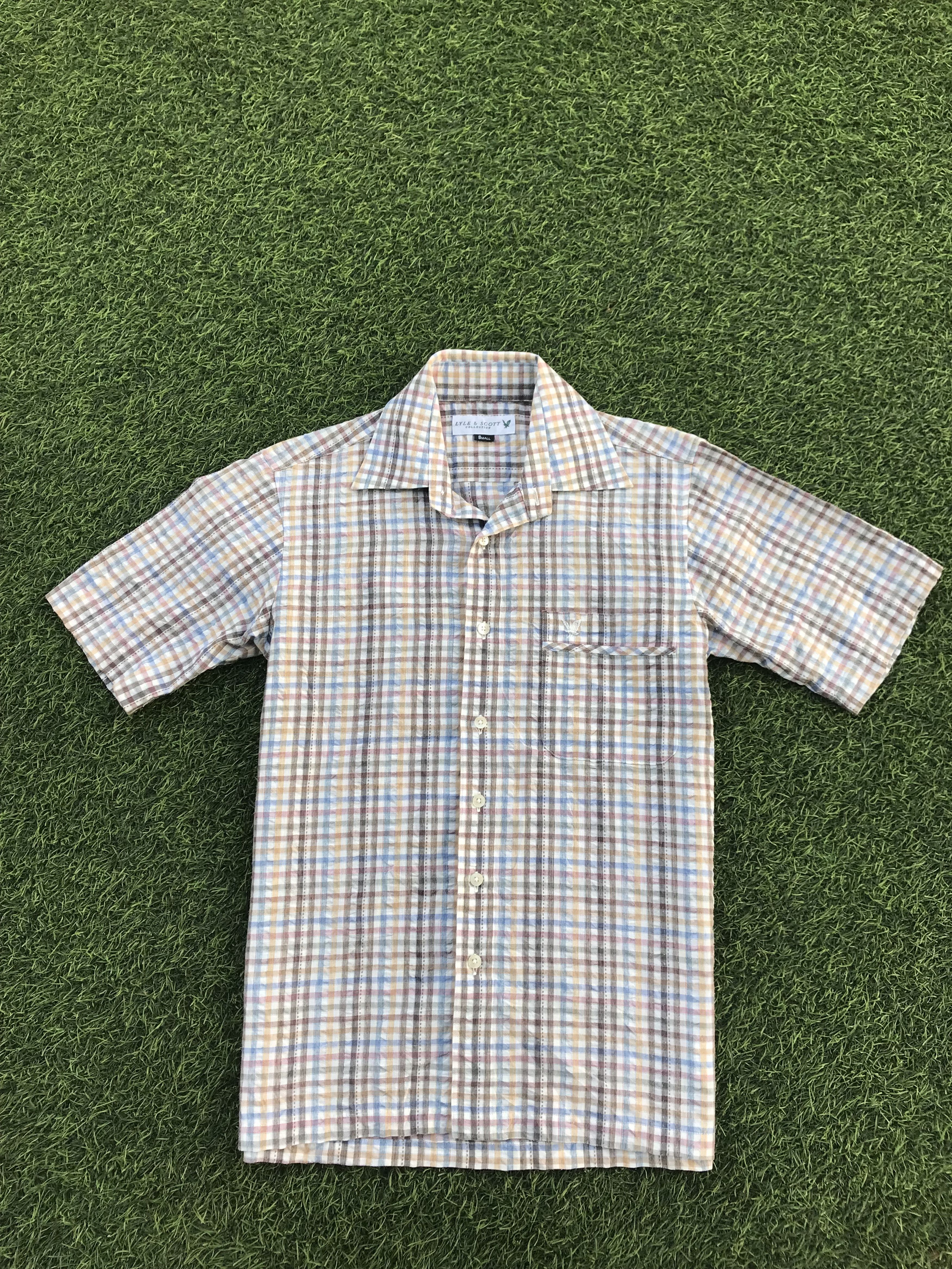 Lyle & Scott × Vintage Vintage Lyle And Scott open colar Shirt short sleeve Size US S / EU 44-46 / 1 - 12 Thumbnail