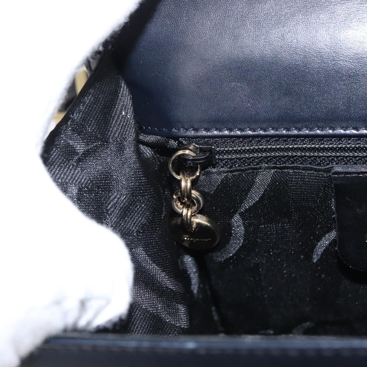 Salvatore Ferragamo Gancini Shoulder Bag Leather Navy Gold A