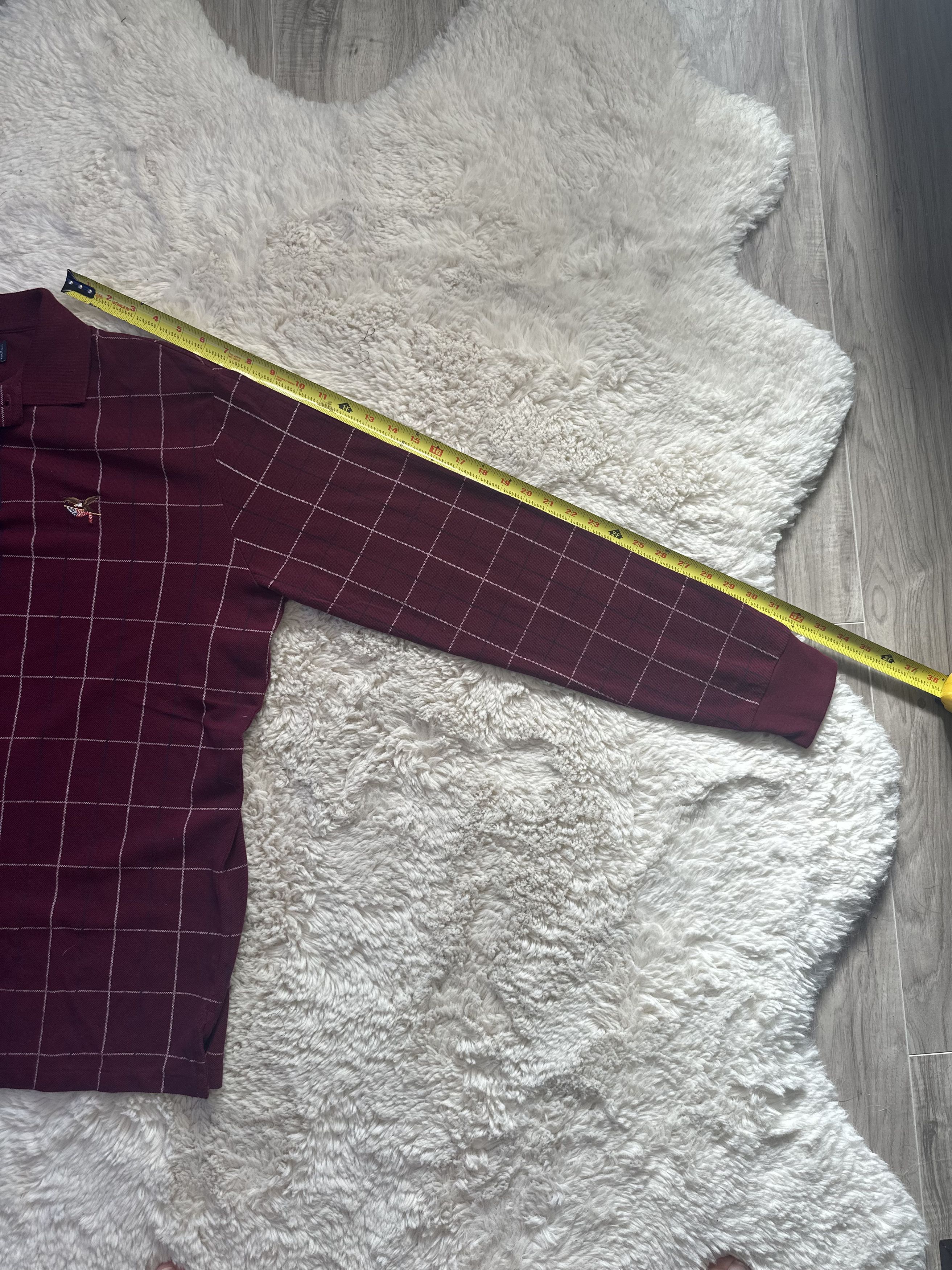 Vintage Vintage American Living burgundy plaid long sleeve polo Size US L / EU 52-54 / 3 - 7 Thumbnail