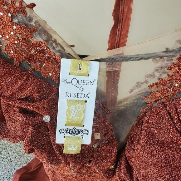 Vintage Bee Queen by Reseda Maxi Event Embellished Fall Orange Sz 12 Size XL / US 12-14 / IT 48-50 - 6 Thumbnail