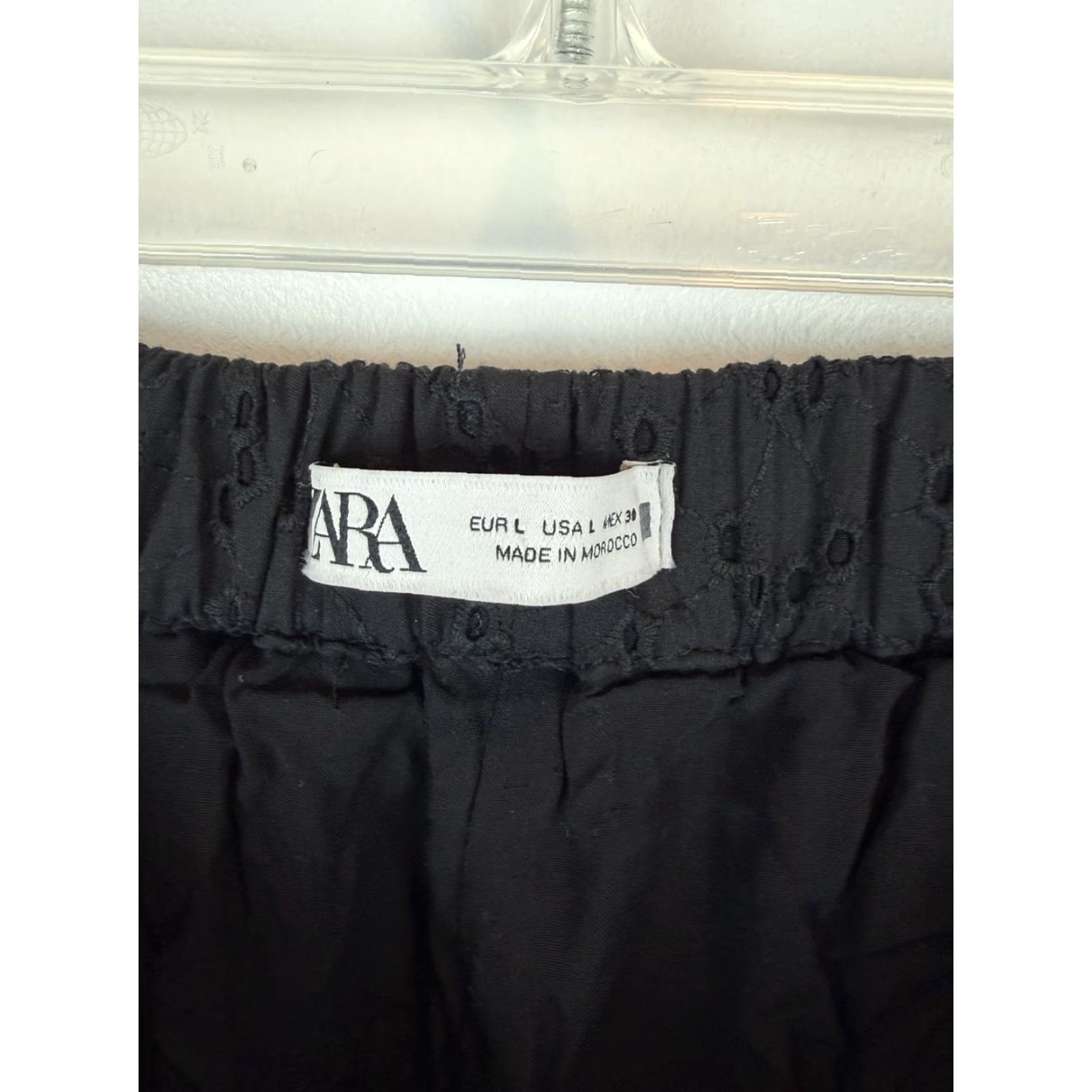 Zara Zara Pants Women Large Wide-Leg Black Cotton Beaded Embroidered Pocket Elastic Waist Dry Casual Beach Vintage No Size 36" / US 14 / IT 50 - 3 Thumbnail