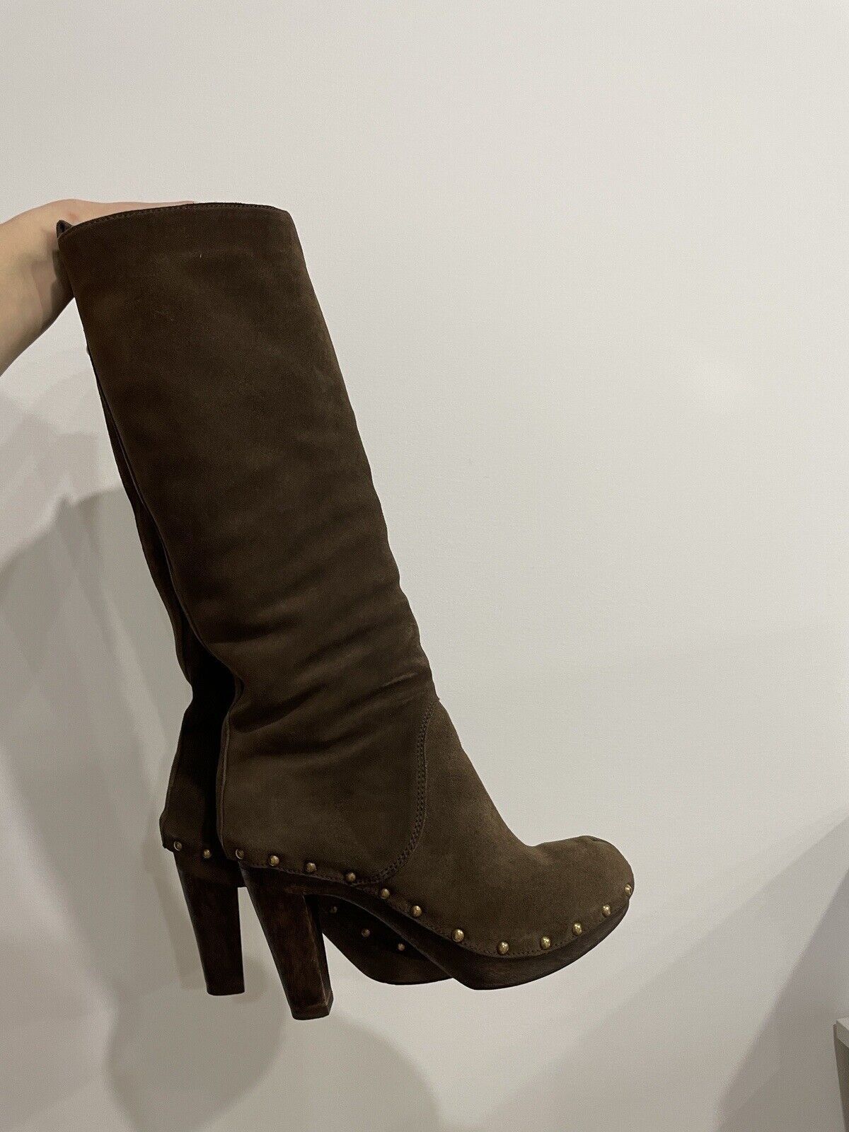 Dolce & Gabbana D&G Dolce & Gabbana High Heel Boots Suede Leather Shearling Size US 7 / IT 37 - 5 Thumbnail