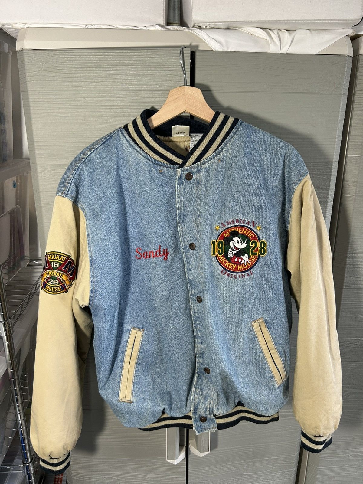 Vintage 90s Disney Mickey Mouse First Class of 1928 Denim Bomber Size US M / EU 48-50 / 2 - 1 Thumbnail