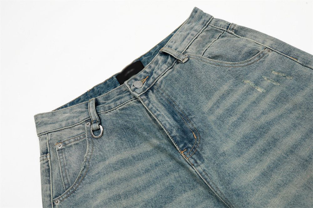 Japanese Brand Punk distressed washed denim straight pants for men Size US 32 / EU 48 - 4 Thumbnail