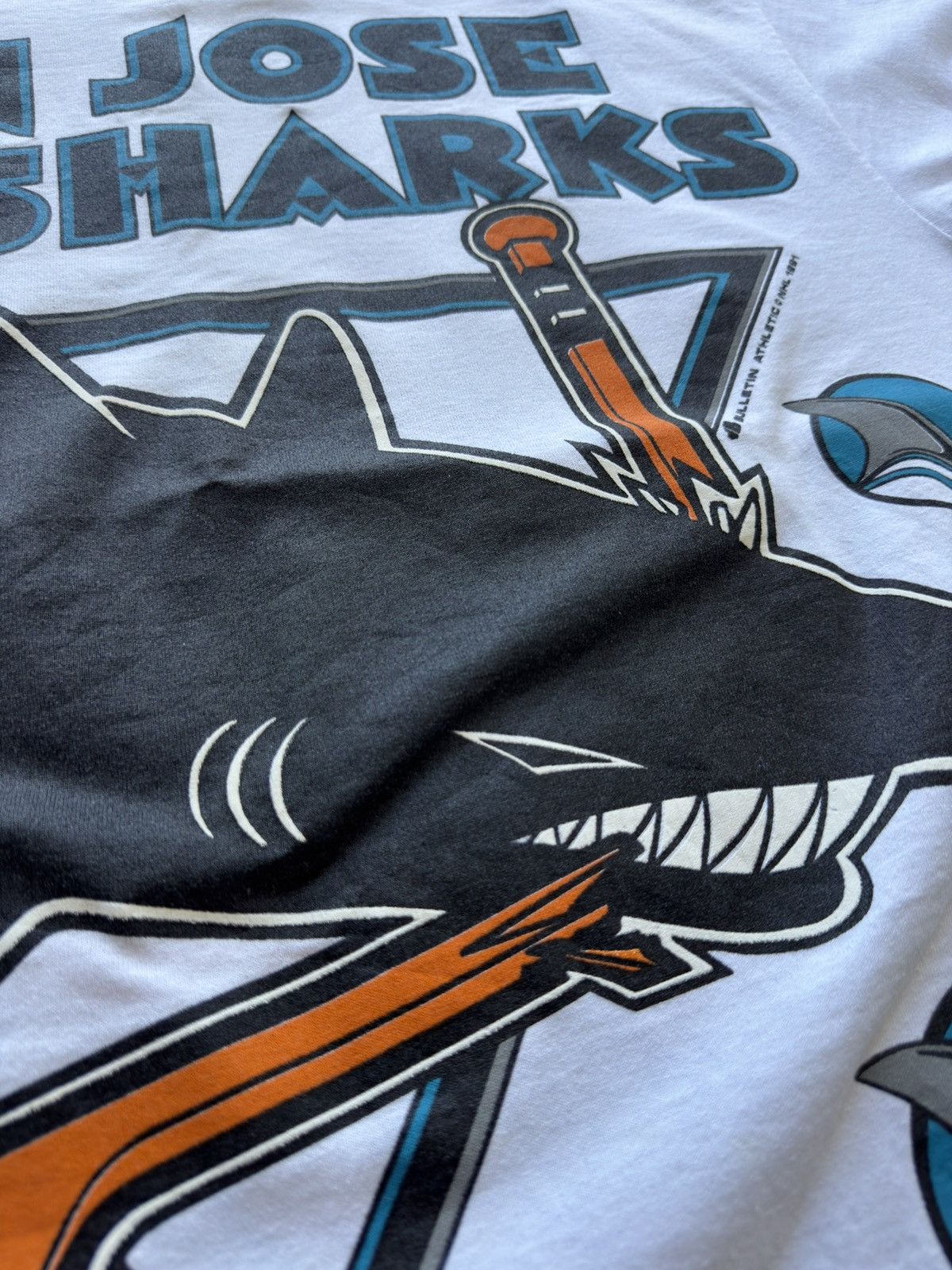 NHL 1991 San Jose Sharks 90s Ice Hockey Bulletin Athletic Shirt Size US XL / EU 56 / 4 - 7 Thumbnail