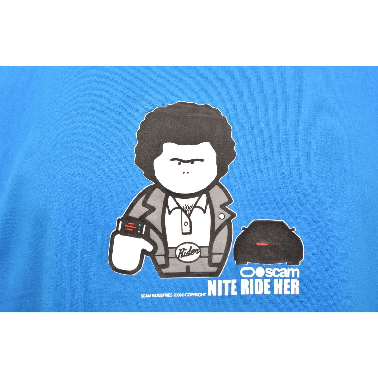 Vintage Scam Industries Nite Ride Her Vintage 2009 Skate SB T-Shirt Tee XXL Blue Mens Shirts 2009 Skateboard Gift Size US XXL / EU 58 / 5 - 2 Thumbnail