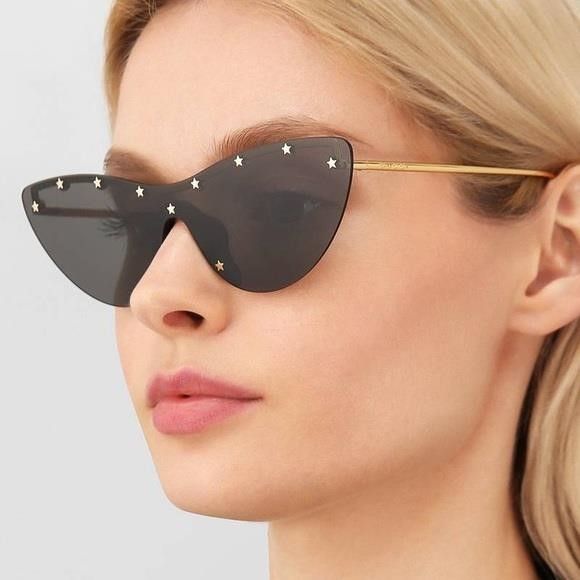 Gucci 💯 - New - Gucci Grey | Gold Gg0666s Gg Logo Cat Eye Mirrore Size ONE SIZE - 7 Thumbnail