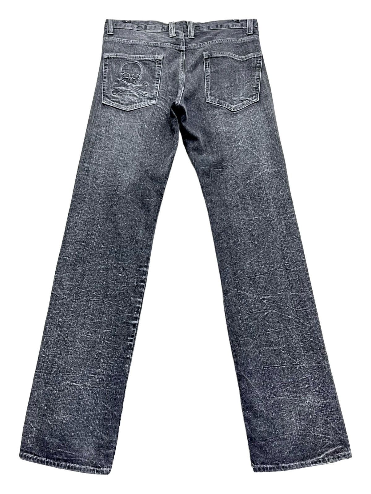Roots ROOTTHREE Embossed SKULL BONES Grunge Ripped Punk Union Jack Size 31" - 5 Thumbnail