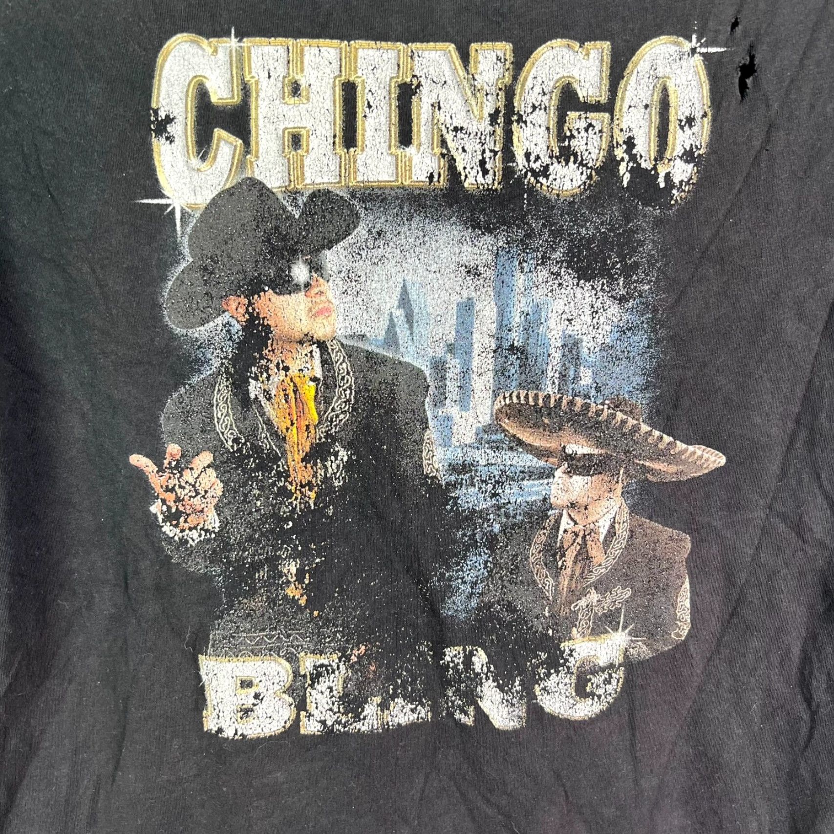 Vintage VINTAGE Chingo Bling T-Shirt Men XL Black Graphic Print Crew Neck Short Sleeve All Seasons Limited Edition Size US XL / EU 56 / 4 - 2 Thumbnail
