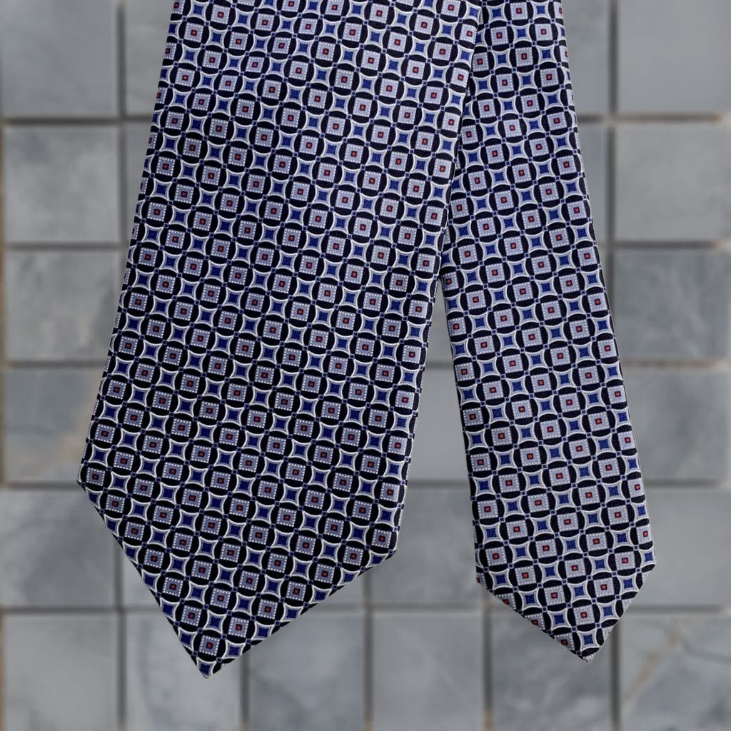 Brioni BRIONI Navy White Geometric Silk Tie Clip Size ONE SIZE - 1 Thumbnail