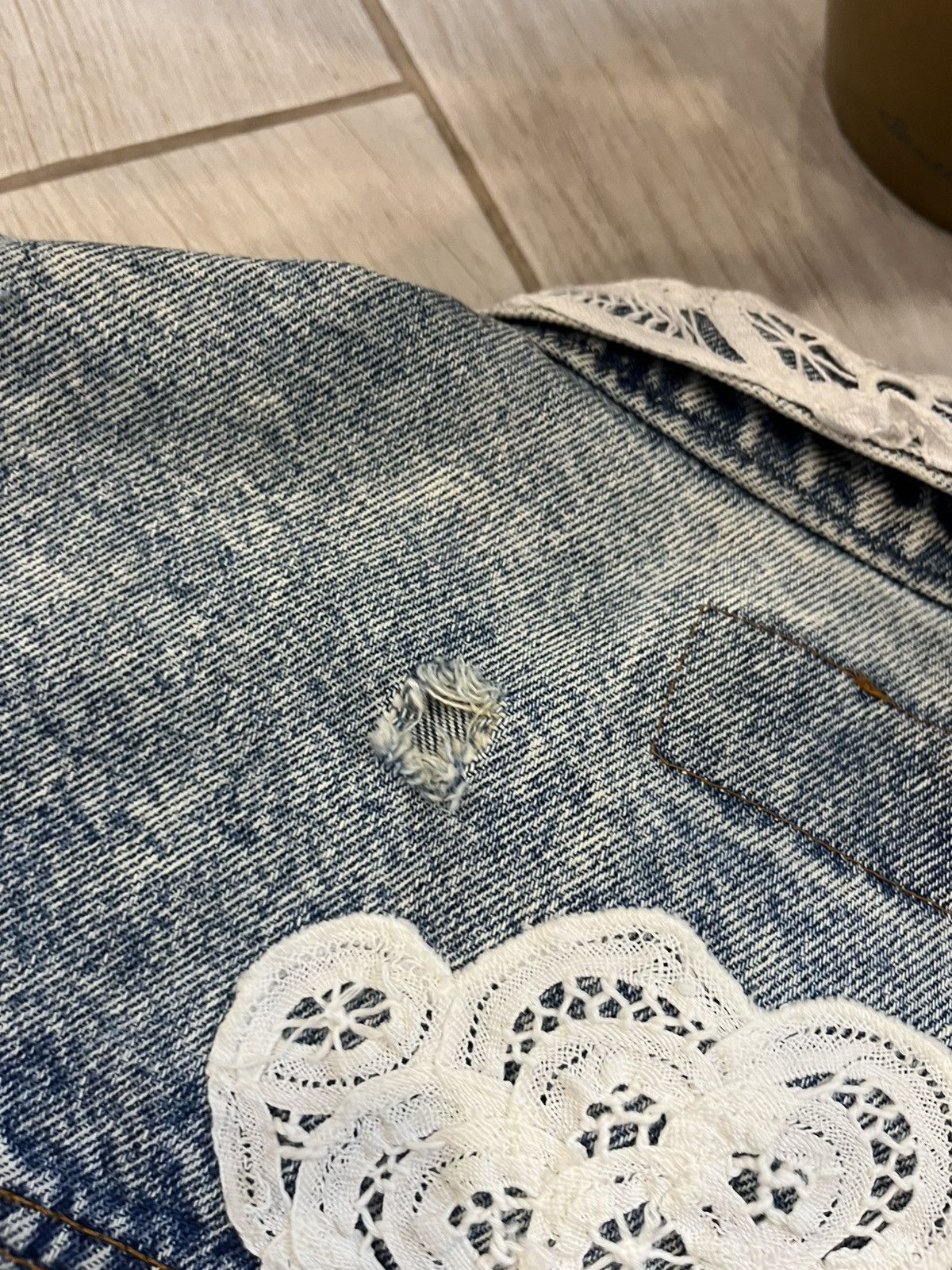 Handmade × Levi's × Vintage Vintage Levis Denim Jacket hand made distressed 90s Size XL / US 12-14 / IT 48-50 - 18 Thumbnail