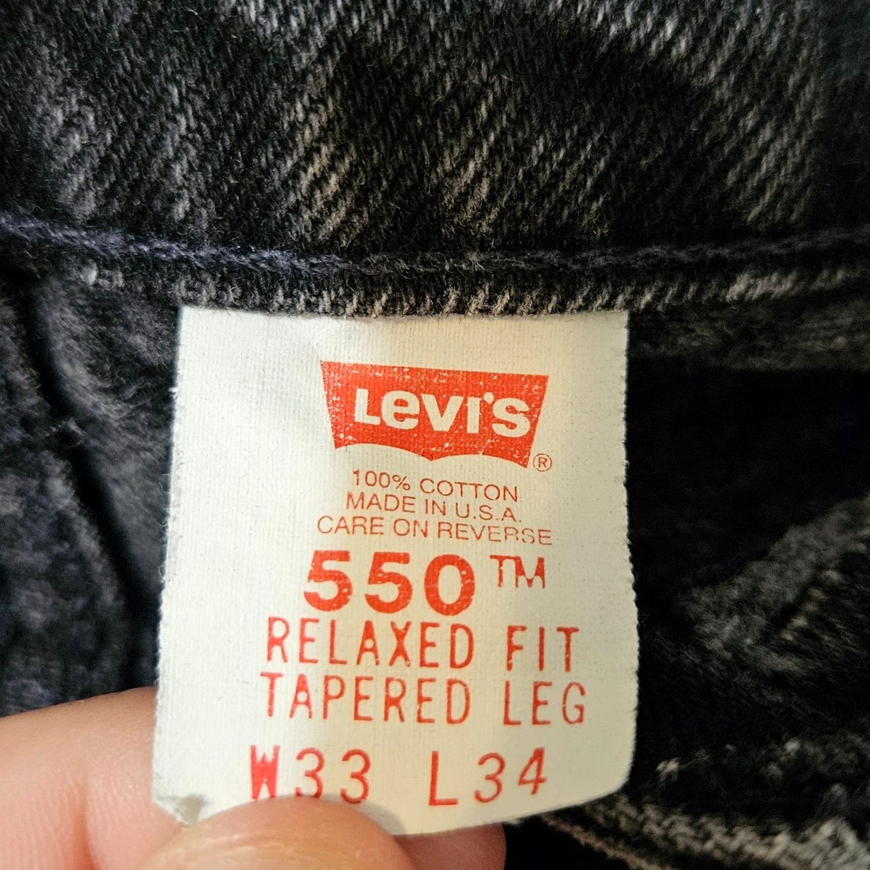 Levi's VINTAGE Levi's 550 Relaxed Tapered Leg Black Denim Jeans USA 90s 33x34 Mens Size US 33 - 5 Thumbnail