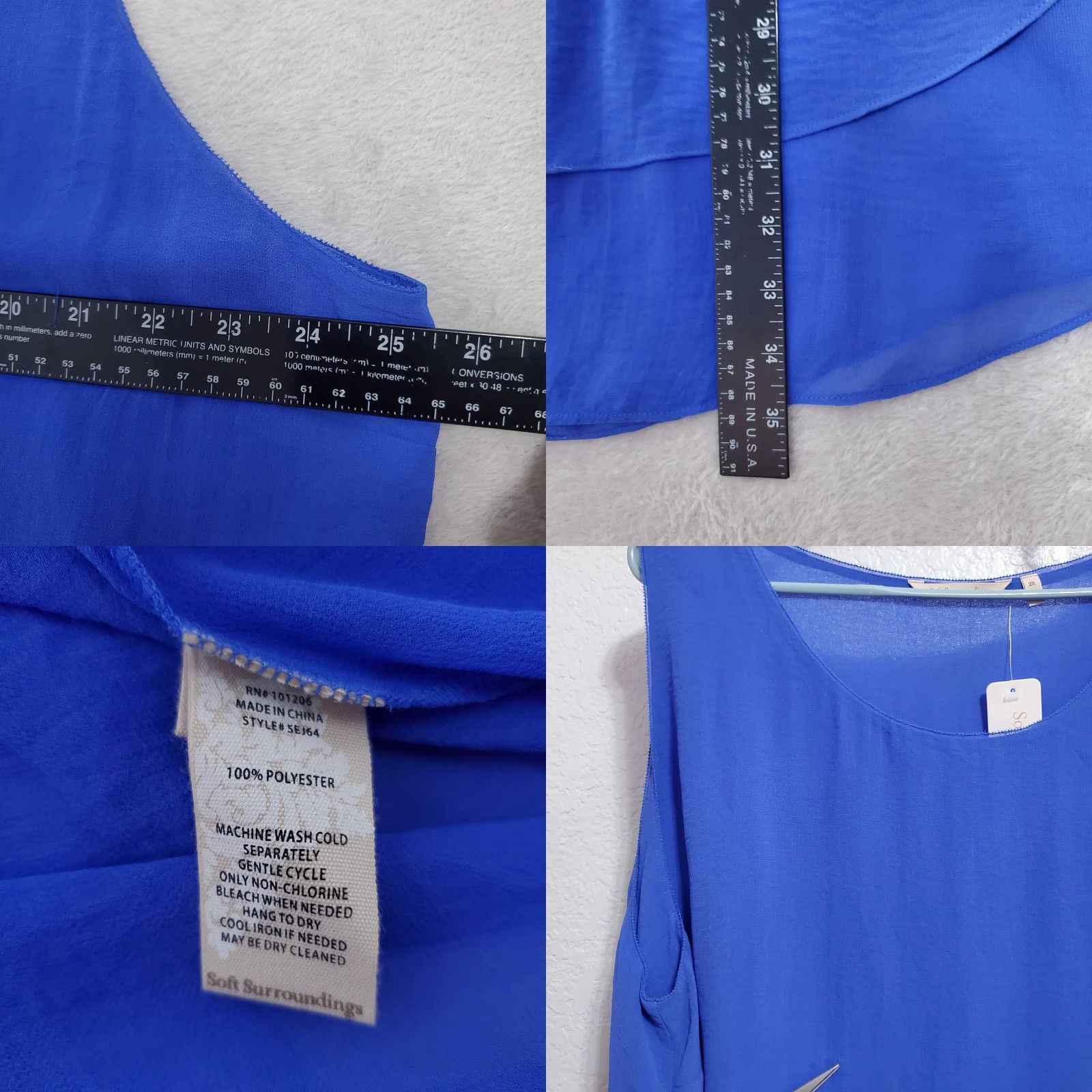 Soft Surroundings VINTAGE Soft Surroundings Top Women 2X Dazzling Blue Sleeveless Summer Fling Blouse Tank Size XXL / US 16-18 / IT 52-54 - 8 Thumbnail