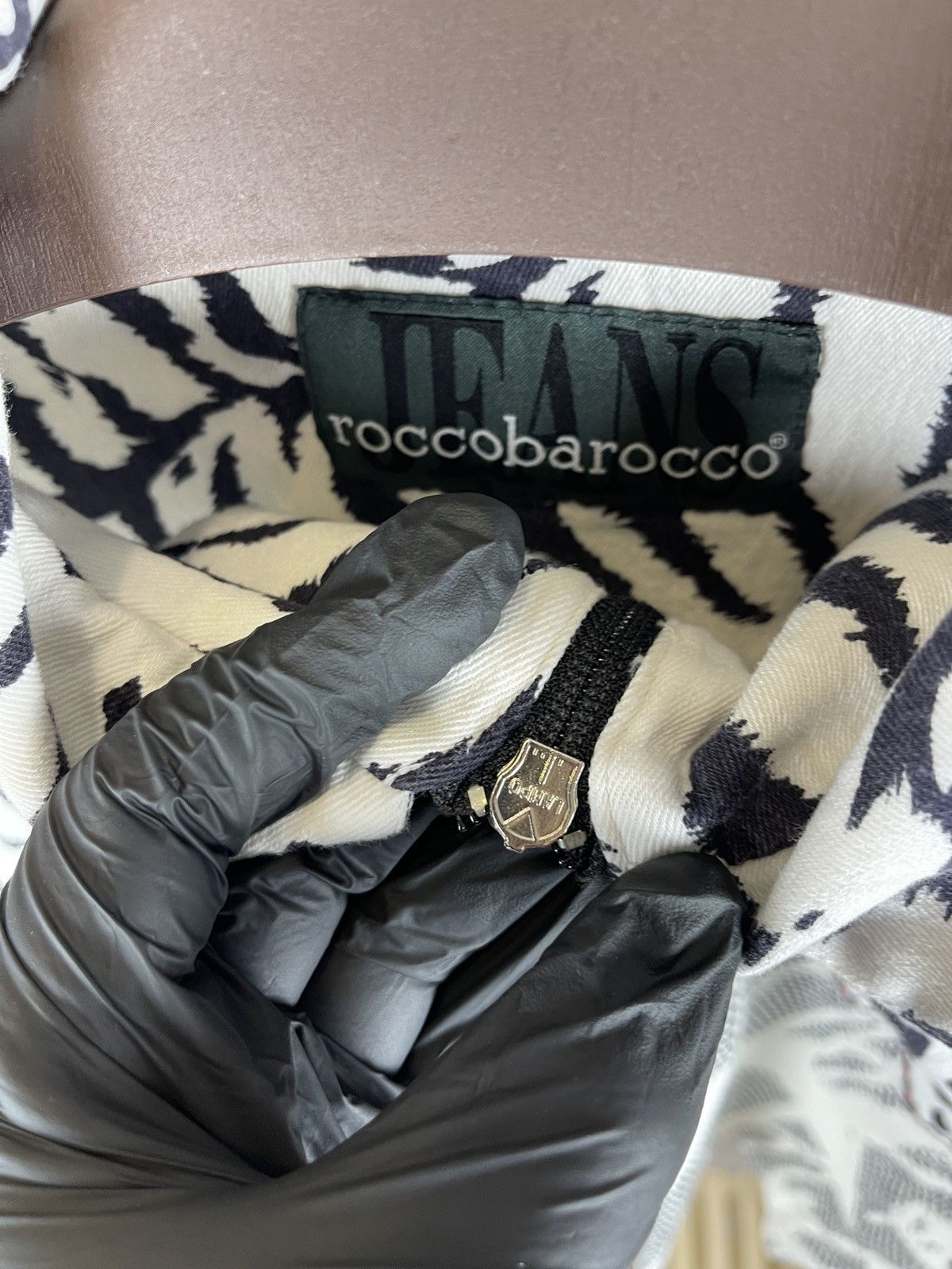 Designer Rocco Barocco Jeans colour blocked pattern denim jacket Size XXL / US 16-18 / IT 52-54 - 9 Thumbnail