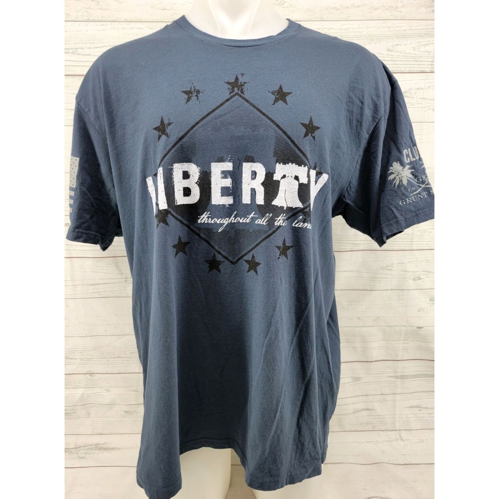 Vintage Grunt Style T-Shirt 2XL Liberty Throughout All The Land Blue Mens Short Sleeve Size US XXL / EU 58 / 5 - 2 Thumbnail