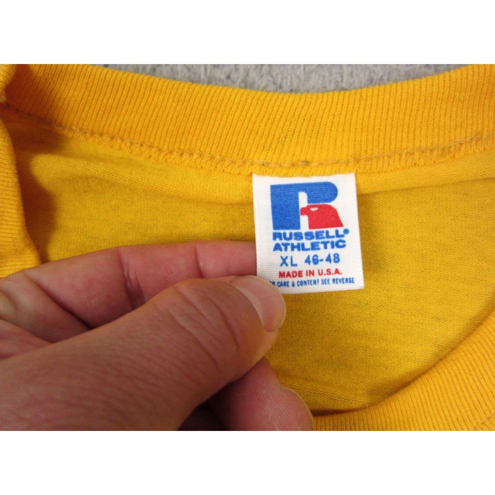 Russell Athletic VINTAGE Russell Athletic Shirt Mens XL Yellow 90s City Classic Size US XL / EU 56 / 4 - 7 Thumbnail
