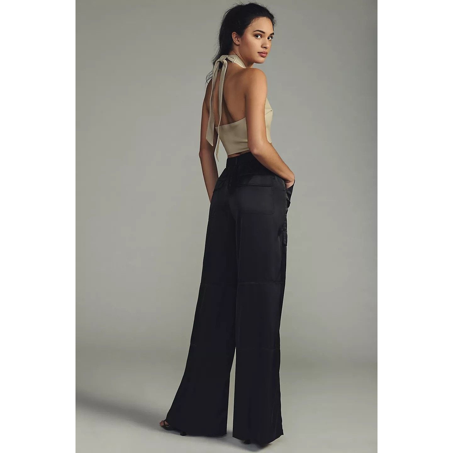 Anthropologie New Anthropologie Hutch Satin Utility Pants $148 SMALL Black Size 27" / US 4 / IT 40 - 4 Thumbnail