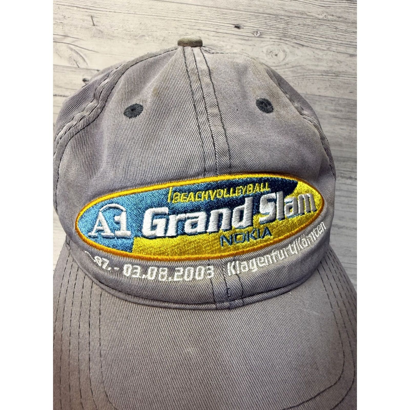 Vintage 2003 A1 Grandslam Beach volleyball Nokia Gray baseball cap One Size Mens Baseball Cap Gray 2003 A1 Grandslam Beach volleyball Nokia Gray Size ONE SIZE - 4 Thumbnail