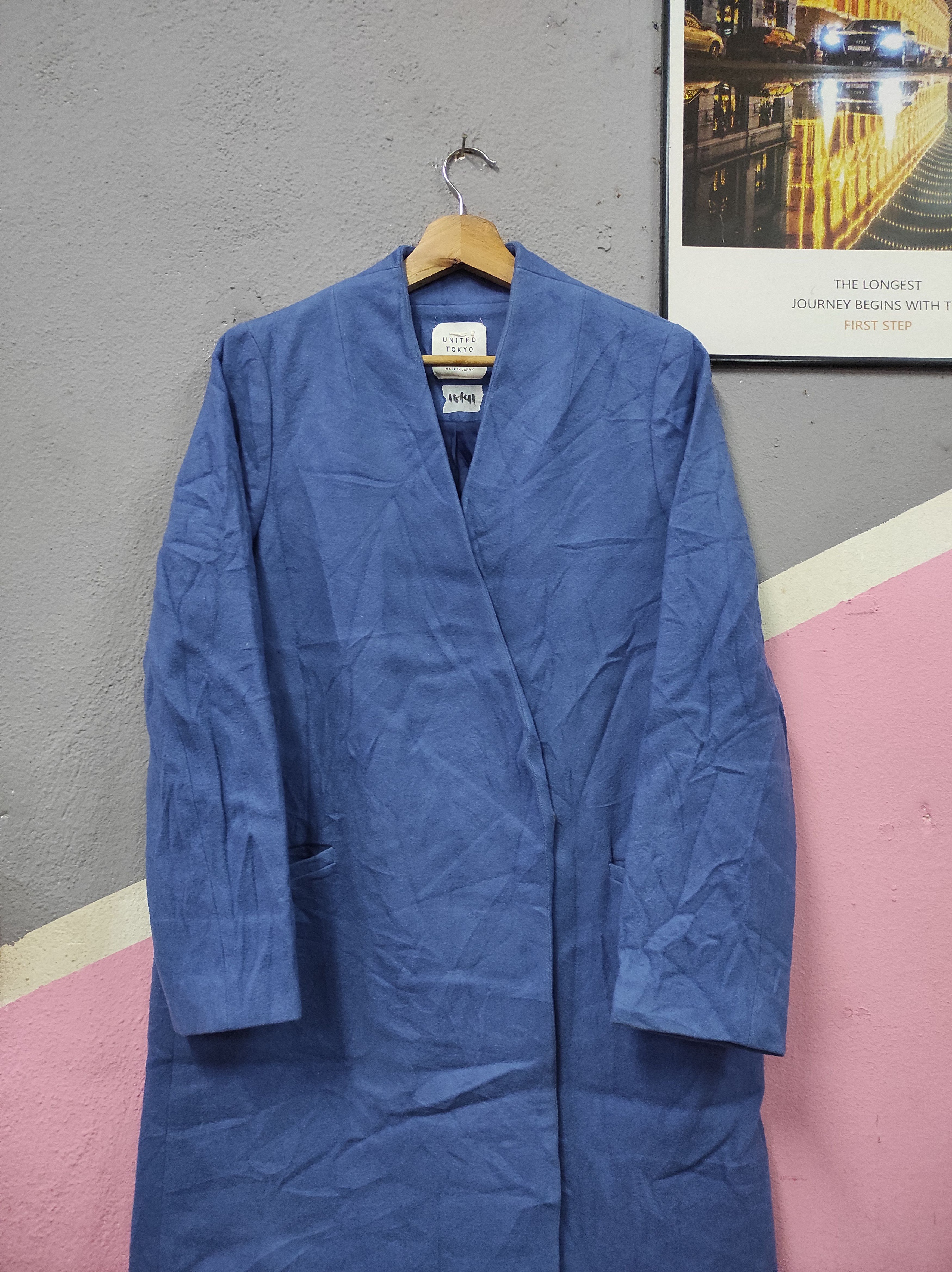 Designer UNITED TOKYO GIFU WOOL OVERCOAT LONG JACKET Size S / US 4 / IT 40 - 2 Thumbnail