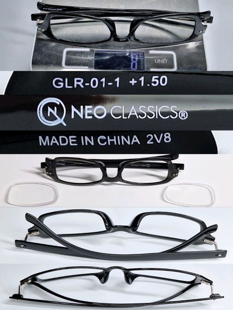 Other neo classics GLR-01-1 Slim Black Square Glasses Frame Size ONE SIZE - 4 Thumbnail