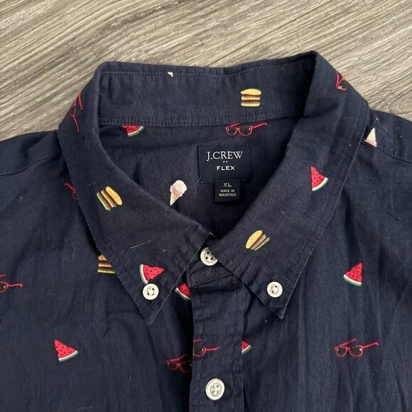 J.Crew J Crew Flex Summer Icon Watermelon Glasses Burger Button Up Size US XL / EU 56 / 4 - 4 Thumbnail