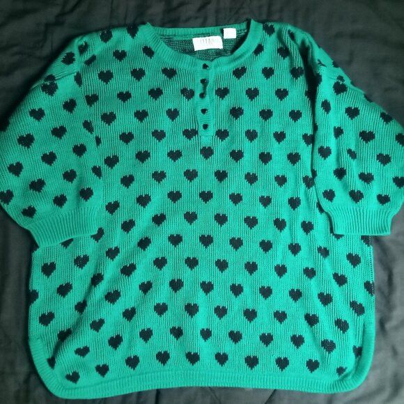 Other Vintage Stefano Hearts Pattern Knit Crewneck Sweater Size ONE SIZE - 2 Thumbnail