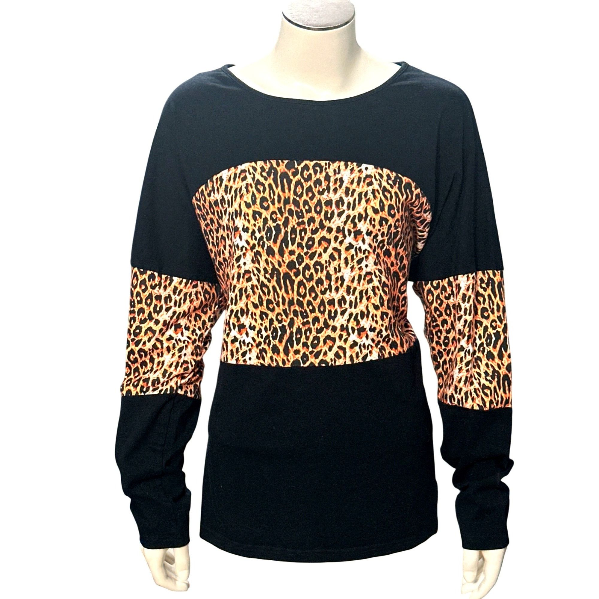 Other CCC Color Block Pullover Blouse Leopard Print Tunic Raglan L Size L / US 10 / IT 46 - 1 Thumbnail